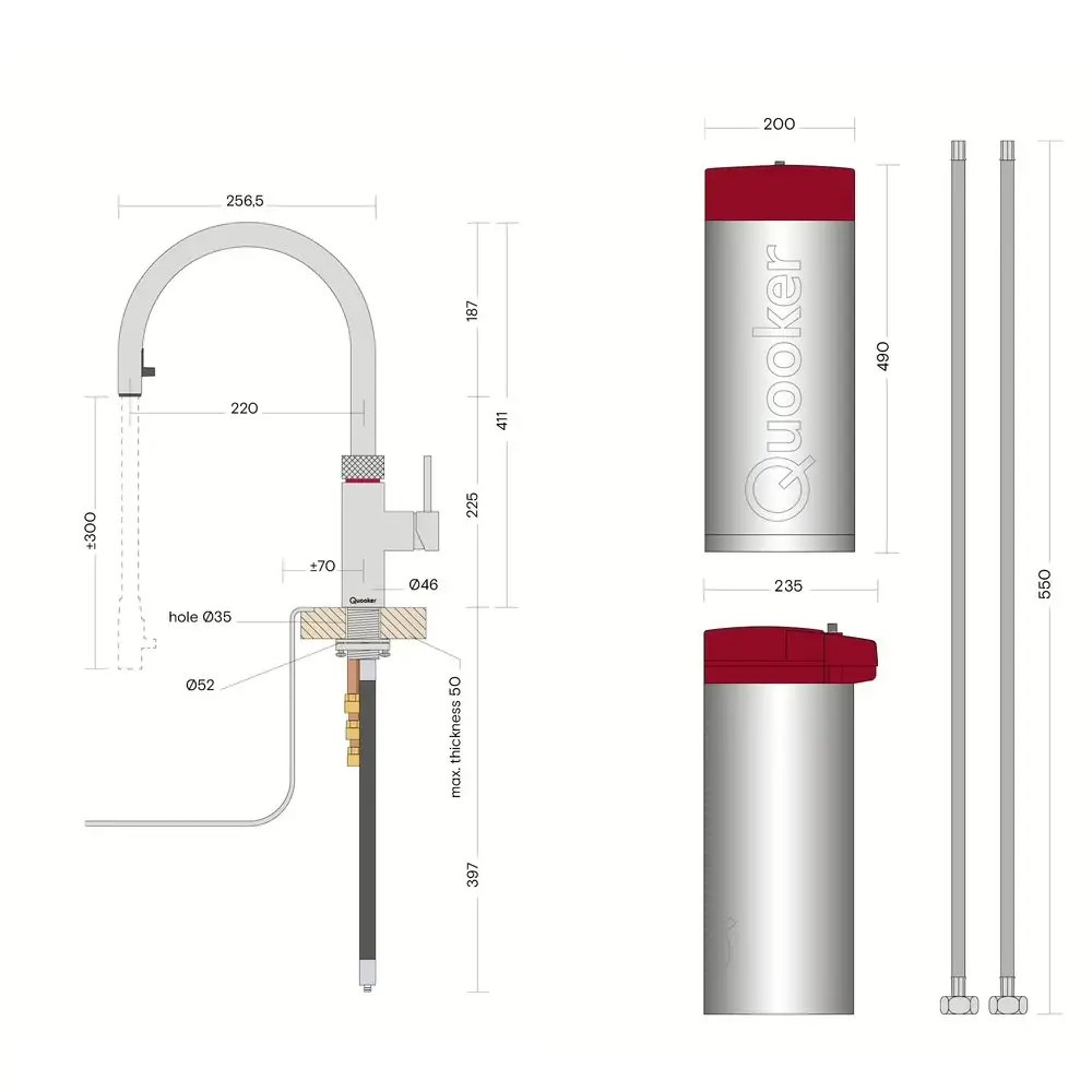Quooker Combi+ Flex Boiling Water Tap COMBI+ FLEX CHROME FXRCHR - Chrome Quooker Combi+ Flex Boiling Water Tap COMBI+ FLEX CHROME FXRCHR - Chrome