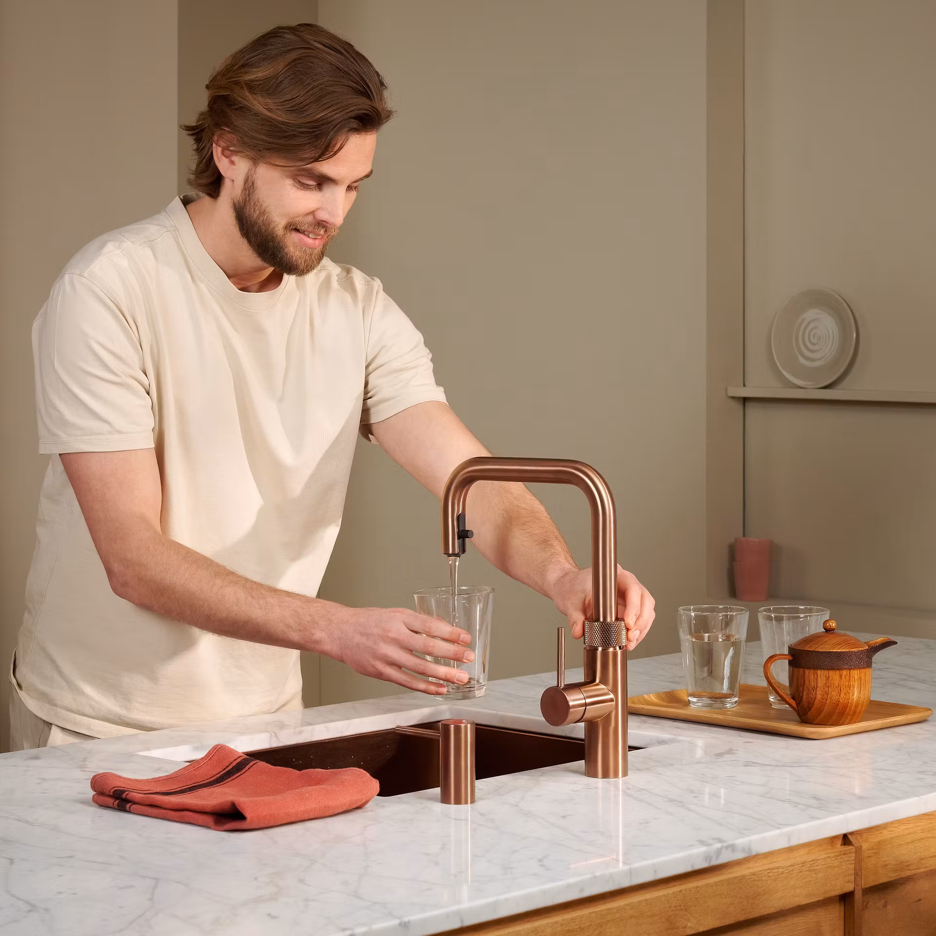 Quooker Combi+ Flex Square Boiling Water Tap COMBI+ FLEX SQUARE ROSE COPPER FXSRCO - Rose Copper Quooker Combi+ Flex Square Boiling Water Tap COMBI+ FLEX SQUARE ROSE COPPER FXSRCO - Rose Copper