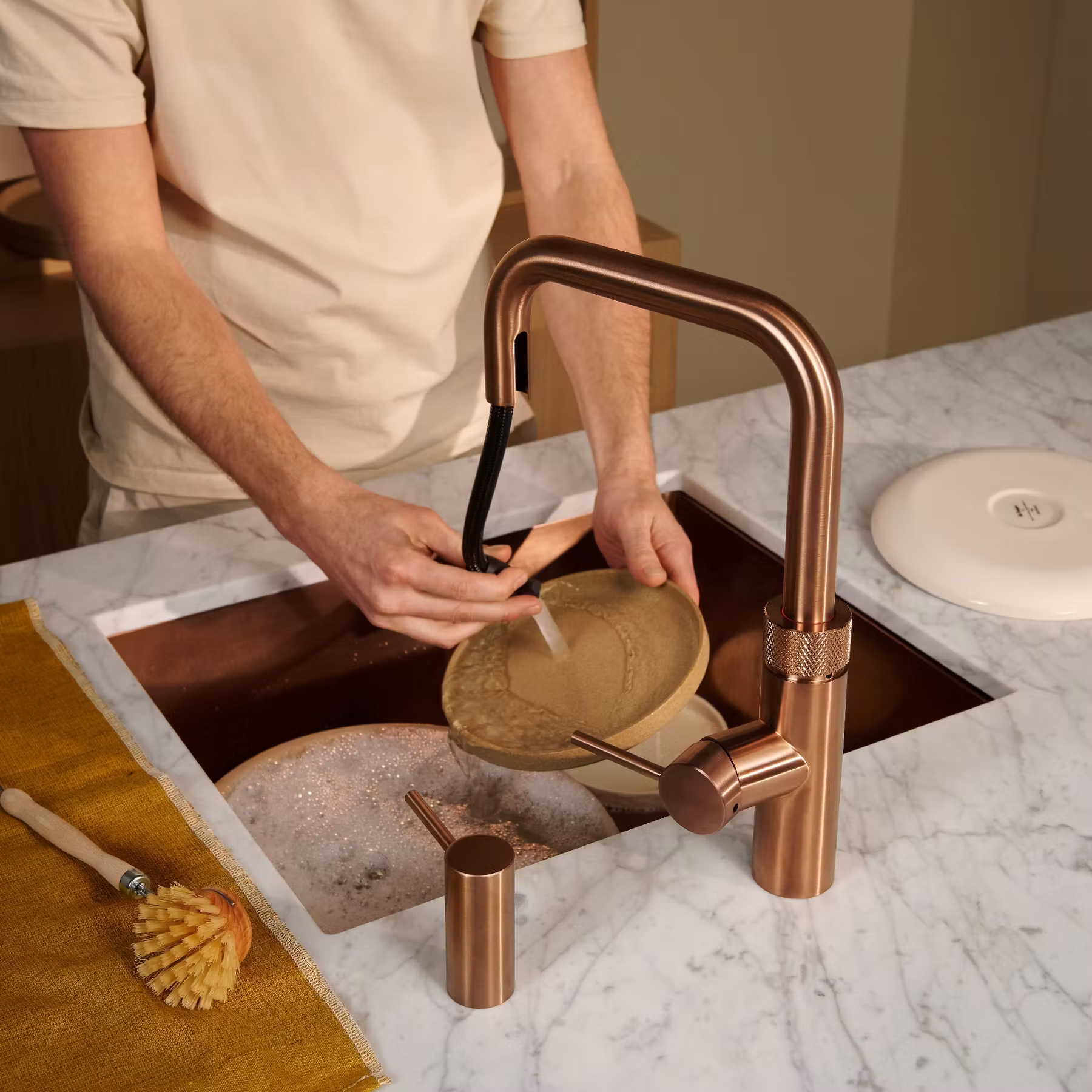Quooker Flex Square 3-in-1 Boiling Water Tap PRO3 FLEX SQUARE RCO FXSRCO - Rose Copper Quooker Flex Square 3-in-1 Boiling Water Tap PRO3 FLEX SQUARE RCO FXSRCO - Rose Copper