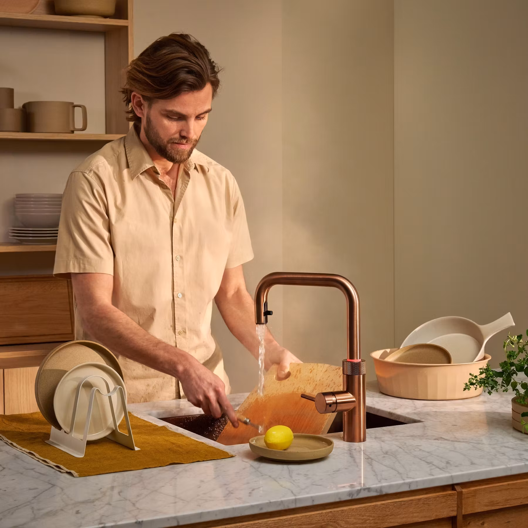 Quooker Flex Square 3-in-1 Boiling Water Tap PRO3 FLEX SQUARE RCO FXSRCO - Rose Copper Quooker Flex Square 3-in-1 Boiling Water Tap PRO3 FLEX SQUARE RCO FXSRCO - Rose Copper