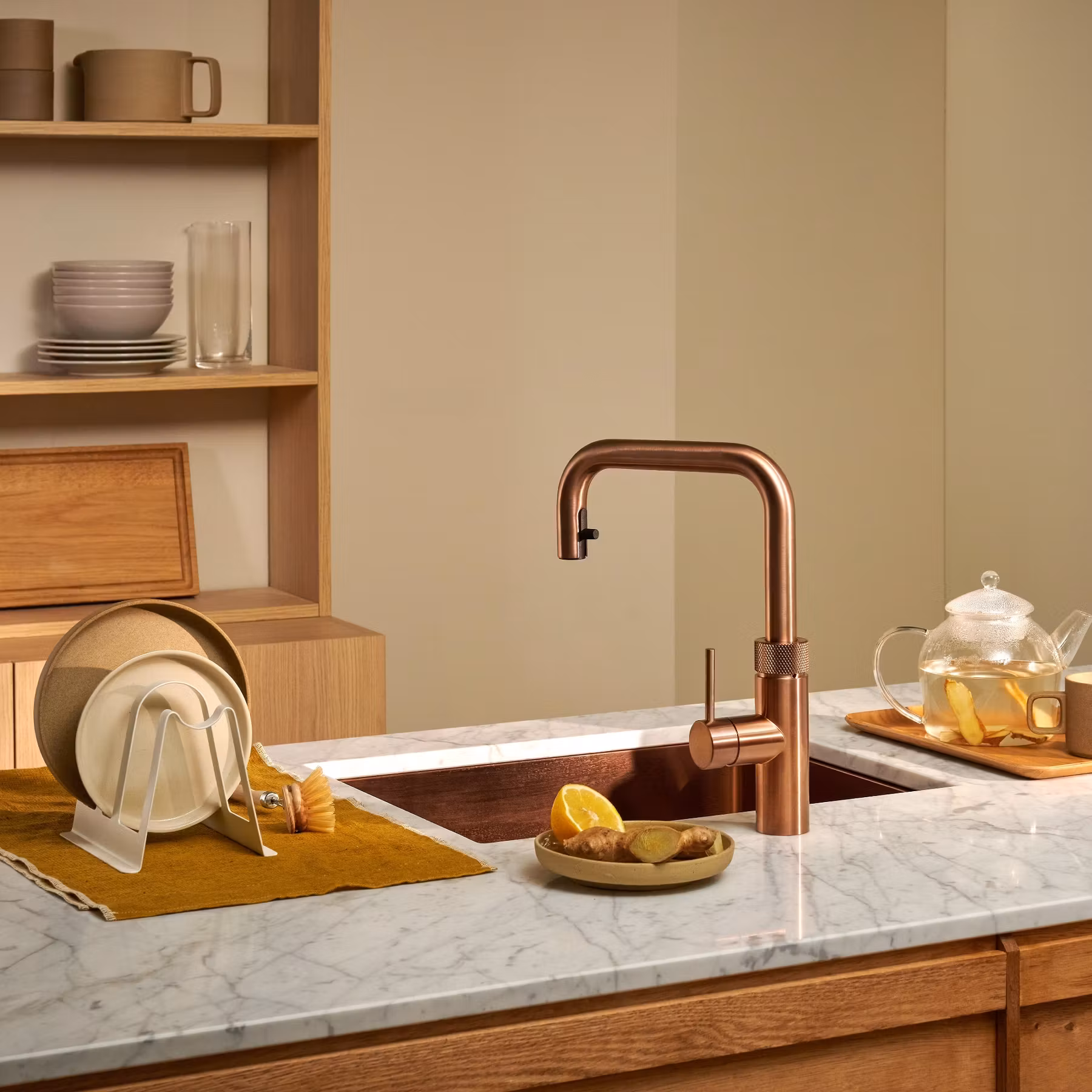 Quooker Combi+ Flex Square Boiling Water Tap COMBI+ FLEX SQUARE ROSE COPPER FXSRCO - Rose Copper Quooker Combi+ Flex Square Boiling Water Tap COMBI+ FLEX SQUARE ROSE COPPER FXSRCO - Rose Copper