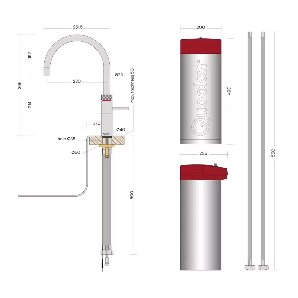 Quooker Combi Fusion Round Boiling Water Tap COMBI 2.2 FUSION ROUND GUNMETAL FNRGME - Gunmetal Quooker Combi Fusion Round Boiling Water Tap COMBI 2.2 FUSION ROUND GUNMETAL FNRGME - Gunmetal