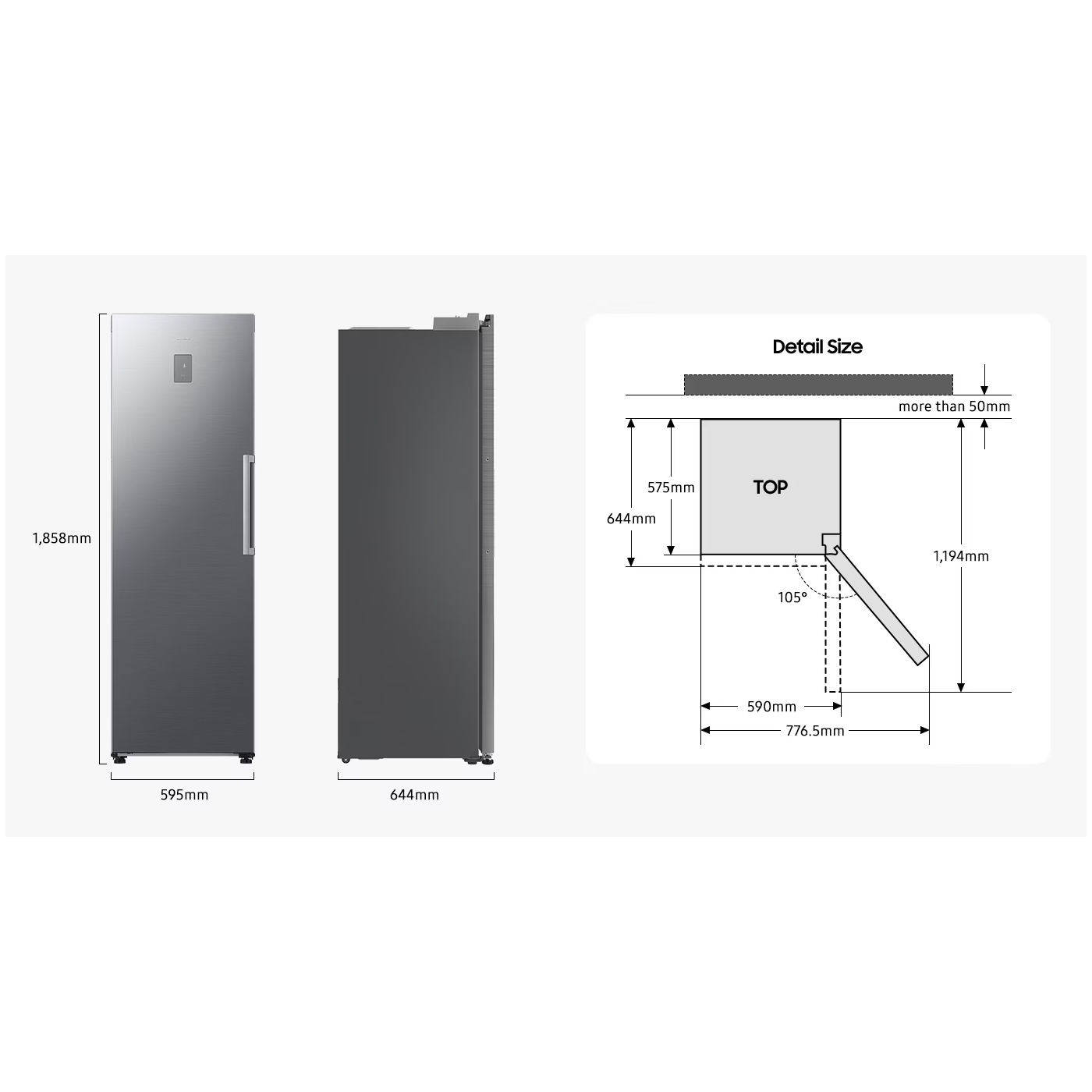 Samsung 59.5cm Total No Frost Tall Fridge RR70H39DEFEU - Black Steel Samsung 59.5cm Total No Frost Tall Fridge RR70H39DEFEU - Black Steel