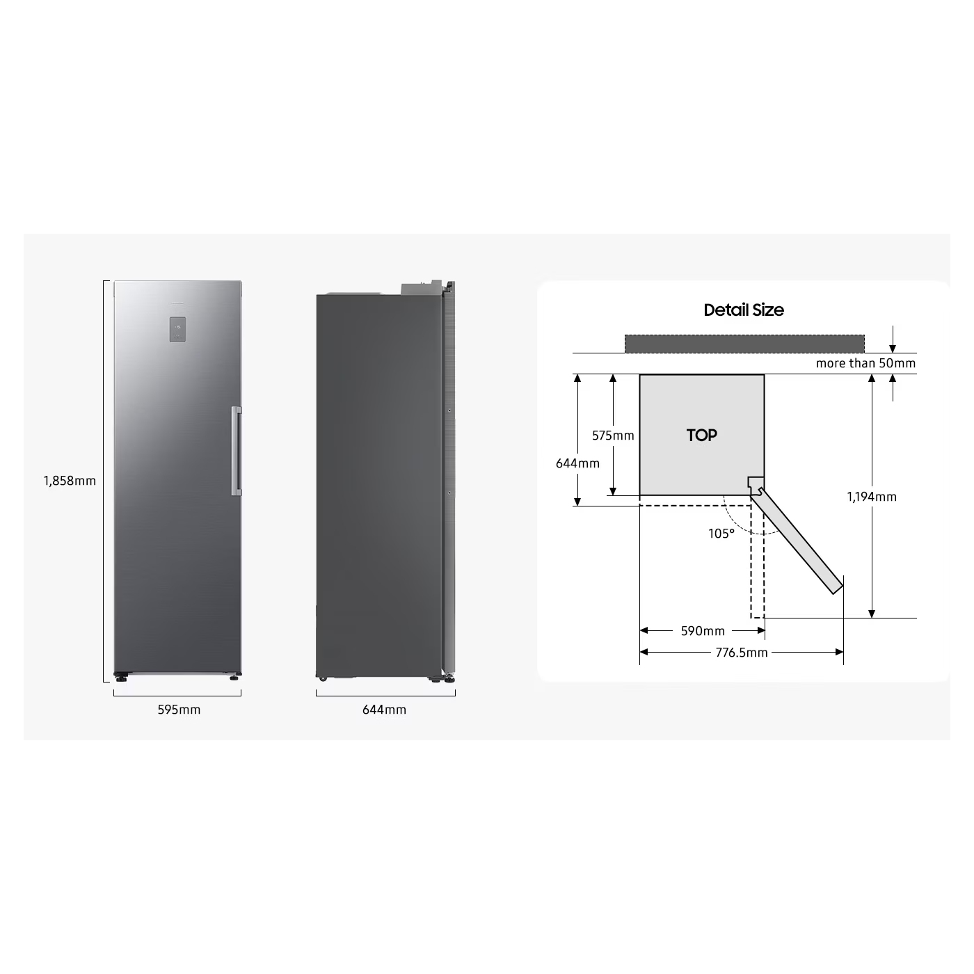 Samsung 59.5cm Total No Frost Tall Freezer RZ70H32HEFEU - Black Steel Samsung 59.5cm Total No Frost Tall Freezer RZ70H32HEFEU - Black Steel