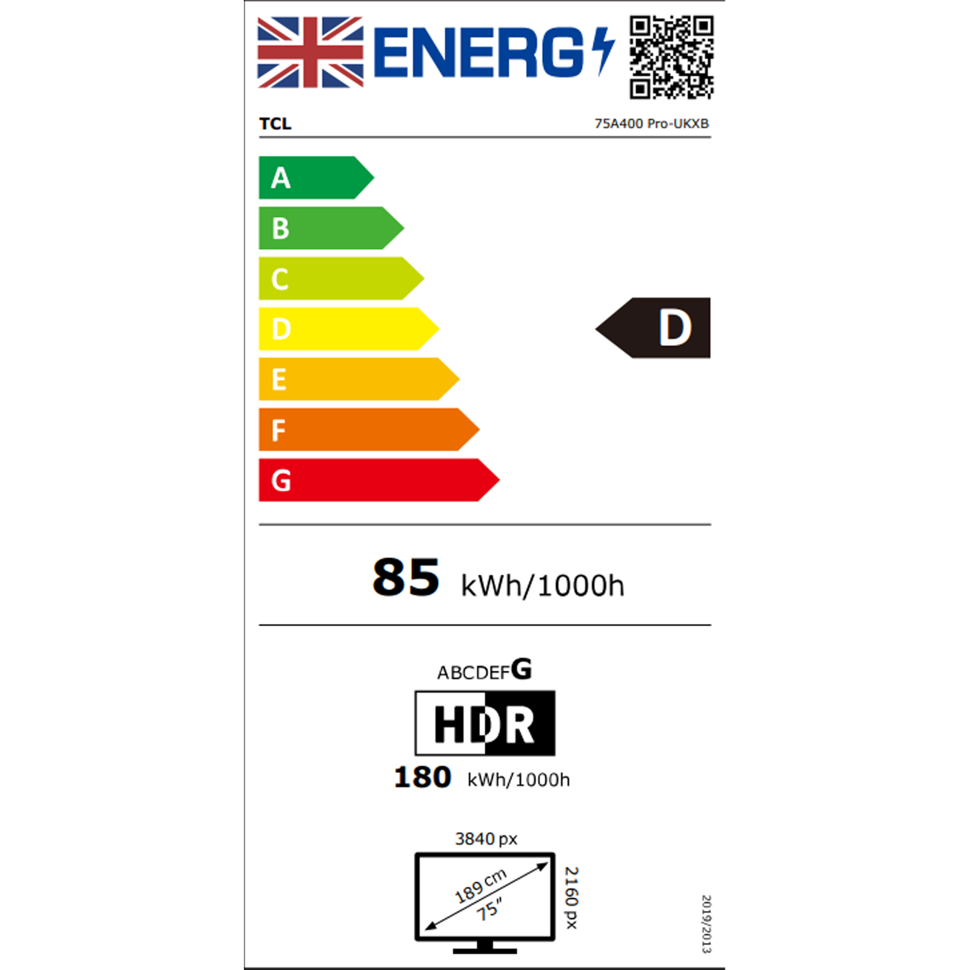 TCL 75" 4K QD-Mini LED Ultra HD Smart TV 75A400 PRO-UK - White TCL 75" 4K QD-Mini LED Ultra HD Smart TV 75A400 PRO-UK - White