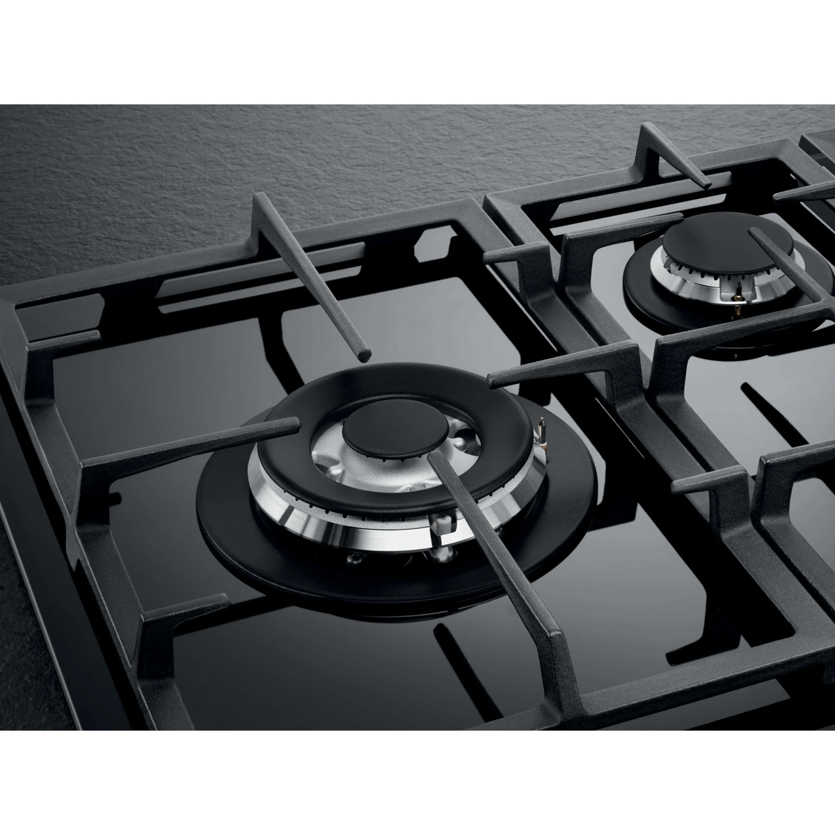AEG Series 6000 74cm 5 Burner Gas On Glass Hob HKB75820NB - Black AEG Series 6000 74cm 5 Burner Gas On Glass Hob HKB75820NB - Black