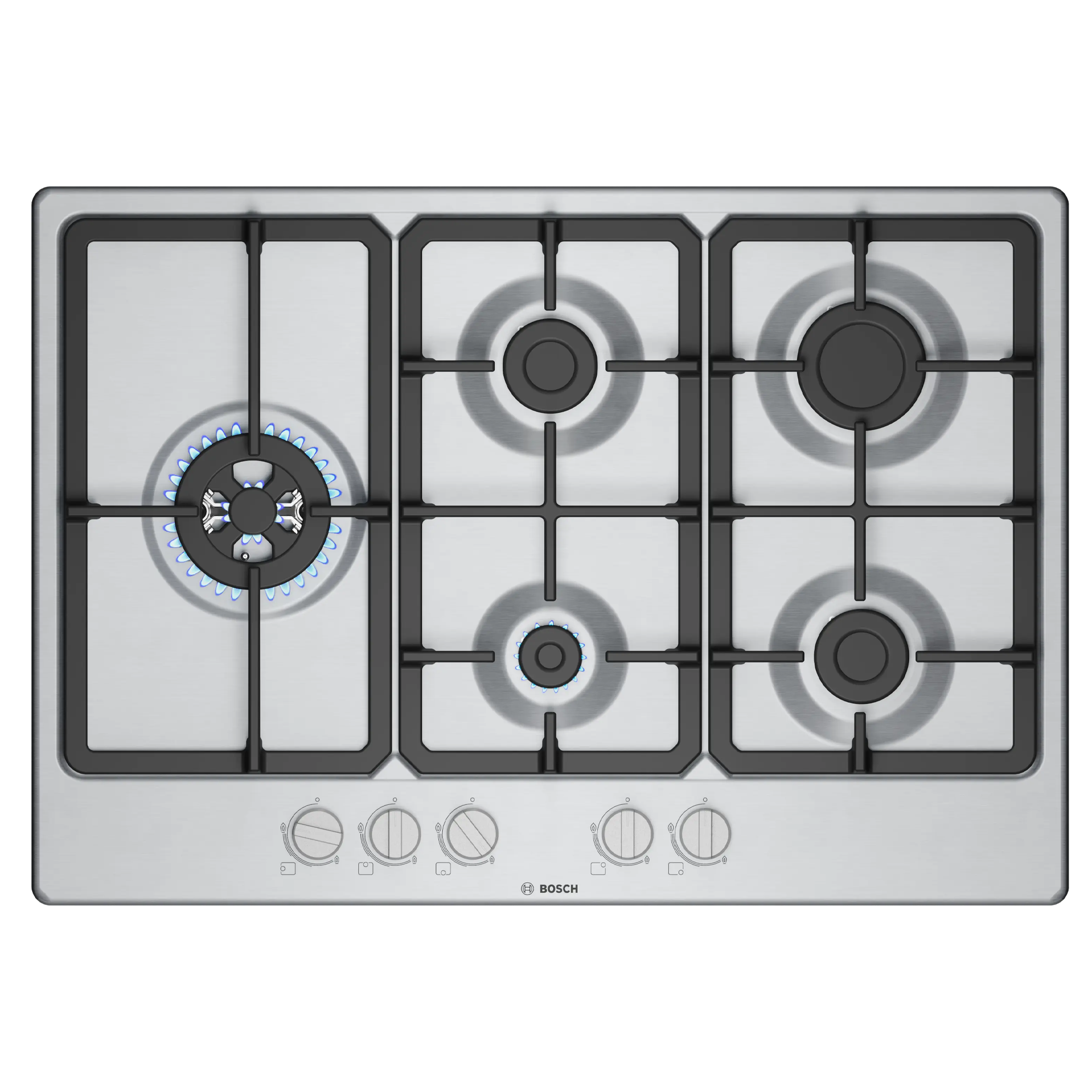 Bosch Series 4 75cm Frameless 5 Burner Gas Hob PGM7B5K90 – Stainless Steel