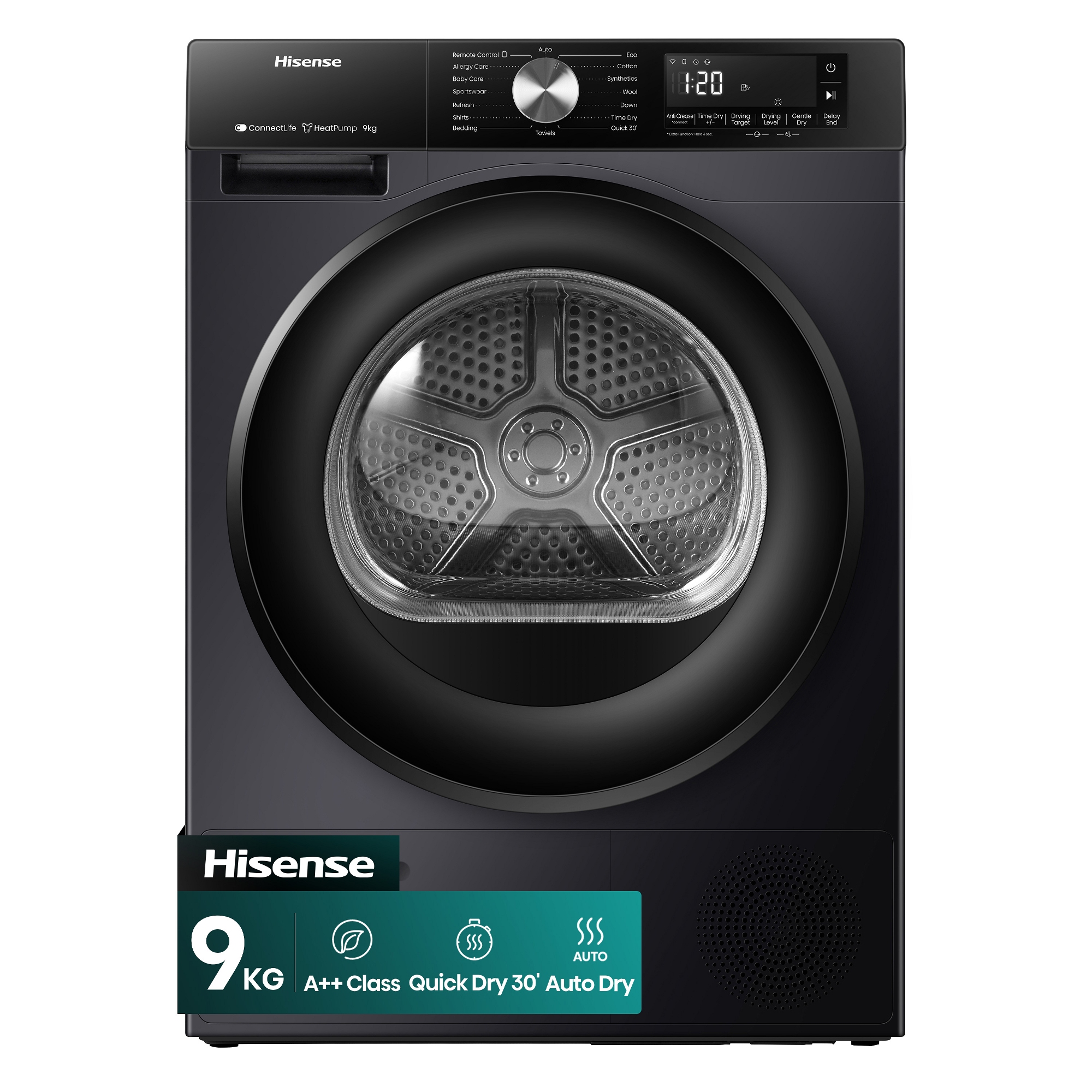 Hisense 9kg 3S Series Heat Pump Dryer DH3S902BBCC - Black
