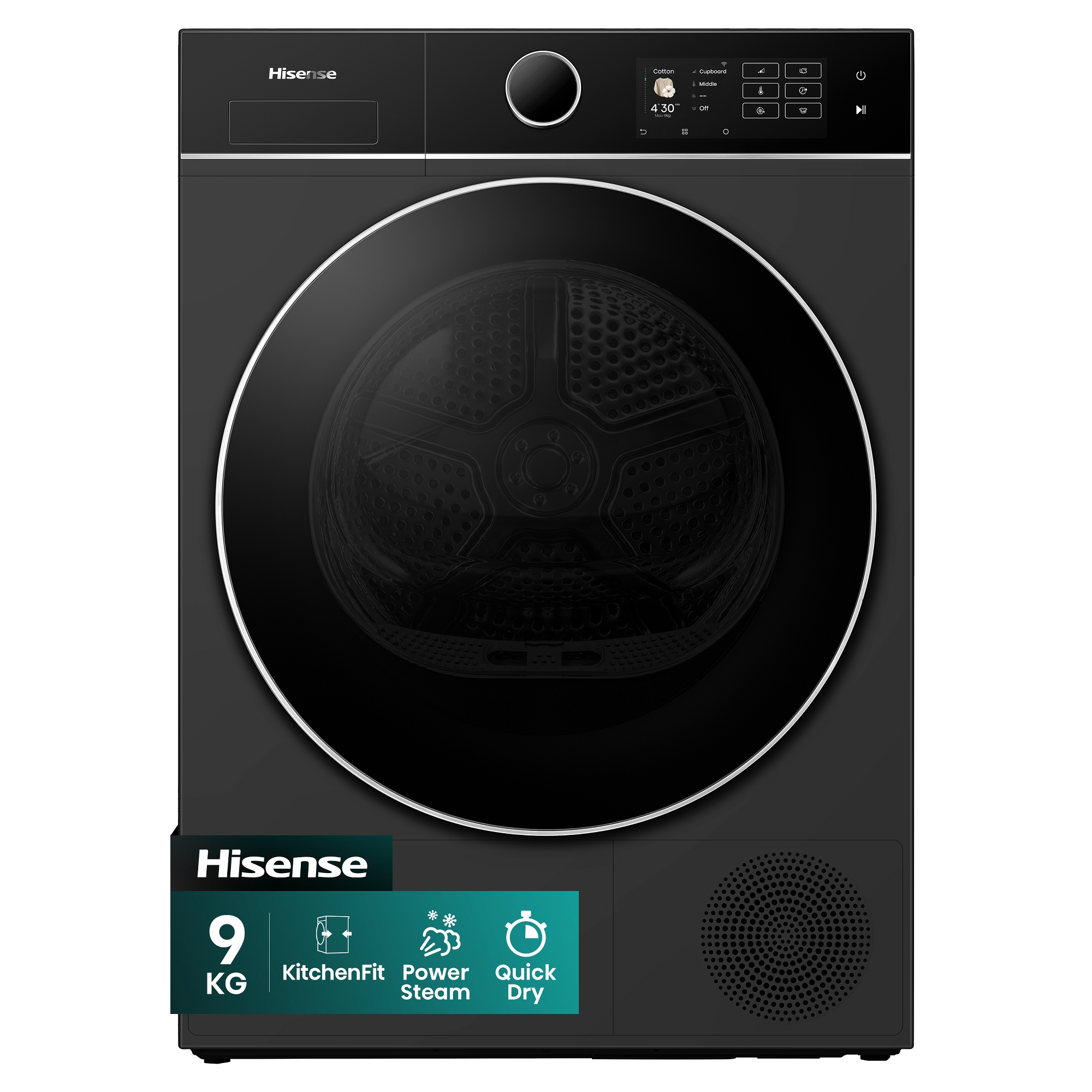 Hisense 9kg KitchenFit 5i Series Heat Pump Condenser Dryer DH5I904BBBC - Black