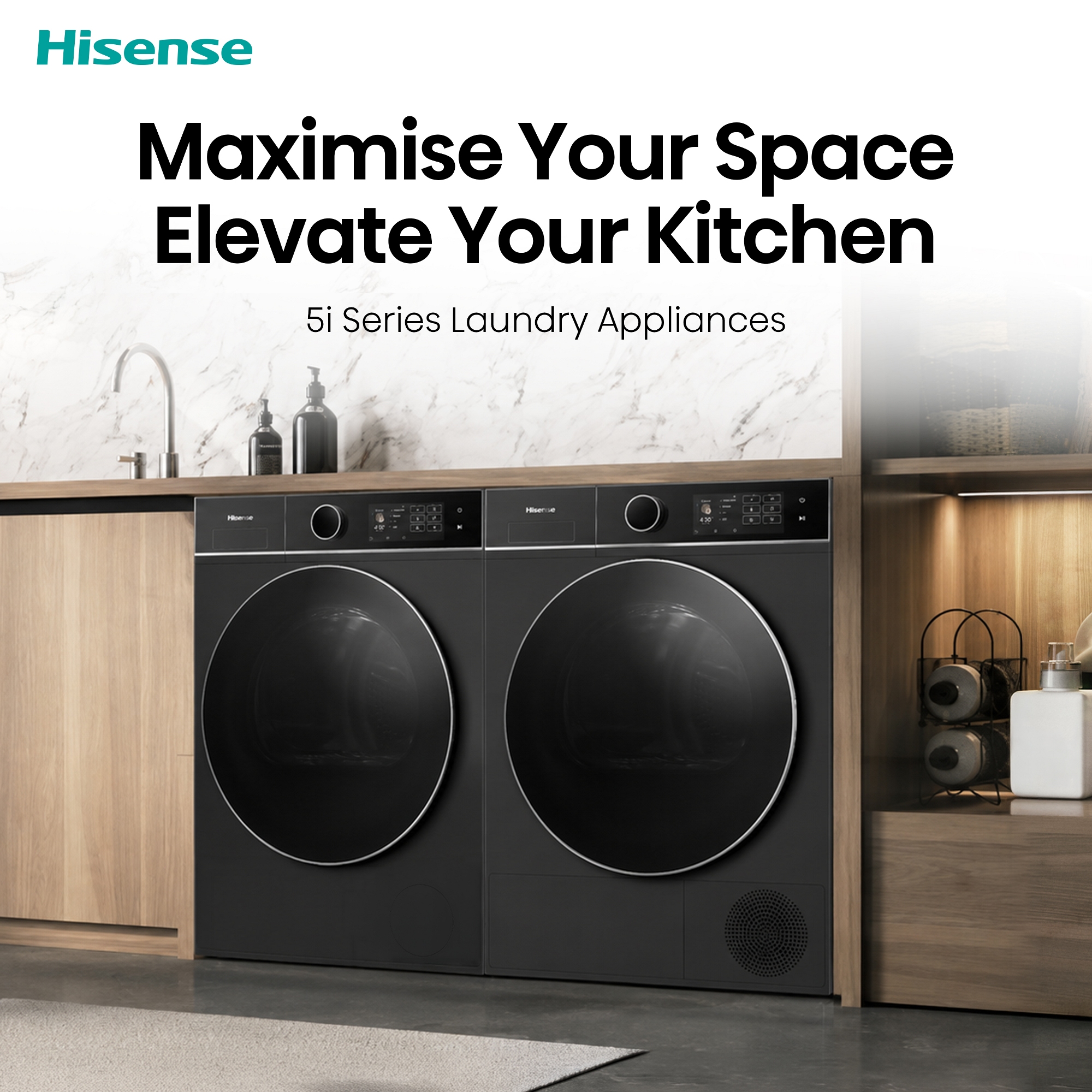 Hisense 9kg KitchenFit 5i Series Heat Pump Condenser Dryer DH5I904BBBC - Black Hisense 9kg KitchenFit 5i Series Heat Pump Condenser Dryer DH5I904BBBC - Black