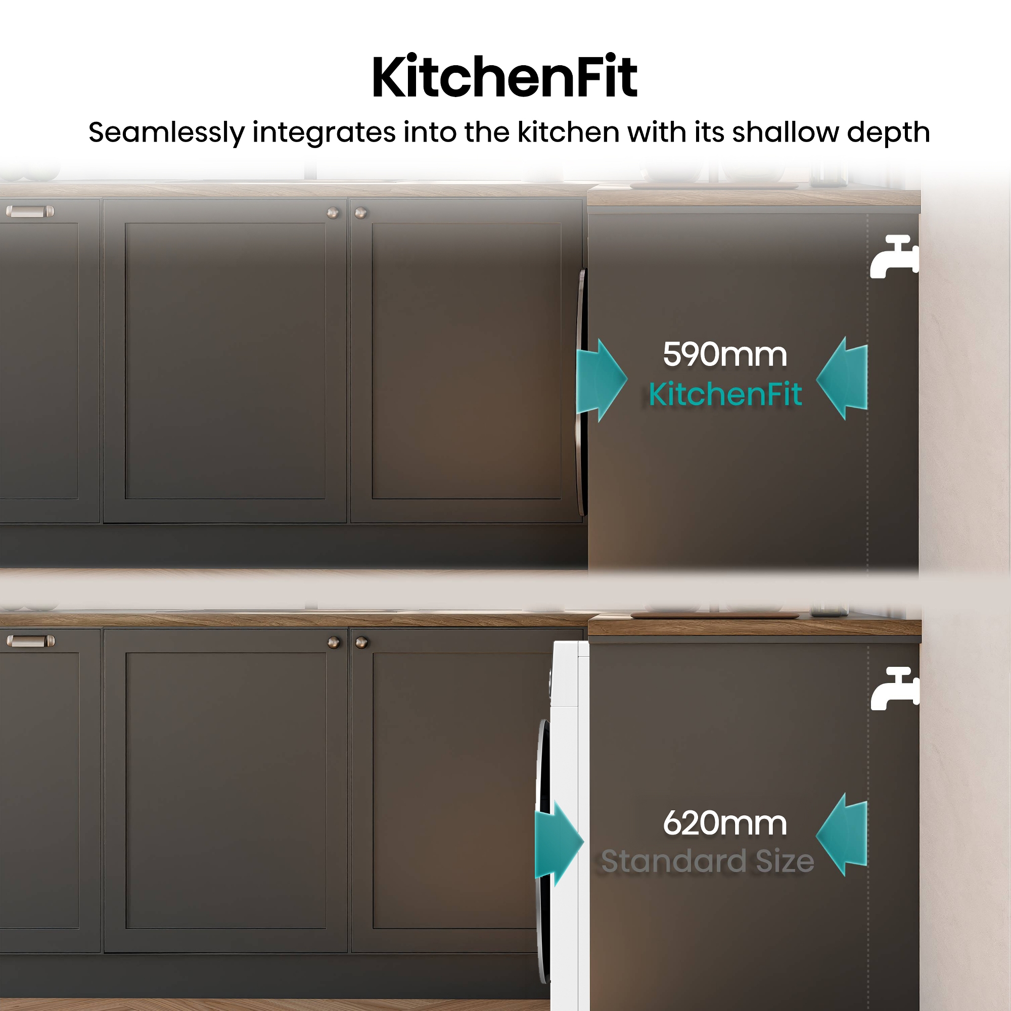 Hisense 9kg KitchenFit 5i Series Heat Pump Condenser Dryer DH5I904BWBC - White Hisense 9kg KitchenFit 5i Series Heat Pump Condenser Dryer DH5I904BWBC - White