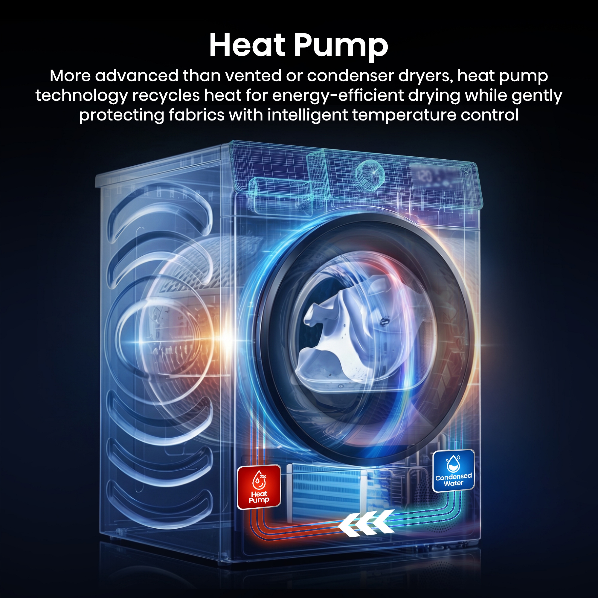 Hisense 9kg KitchenFit 5i Series Heat Pump Condenser Dryer DH5I904BWBC - White Hisense 9kg KitchenFit 5i Series Heat Pump Condenser Dryer DH5I904BWBC - White