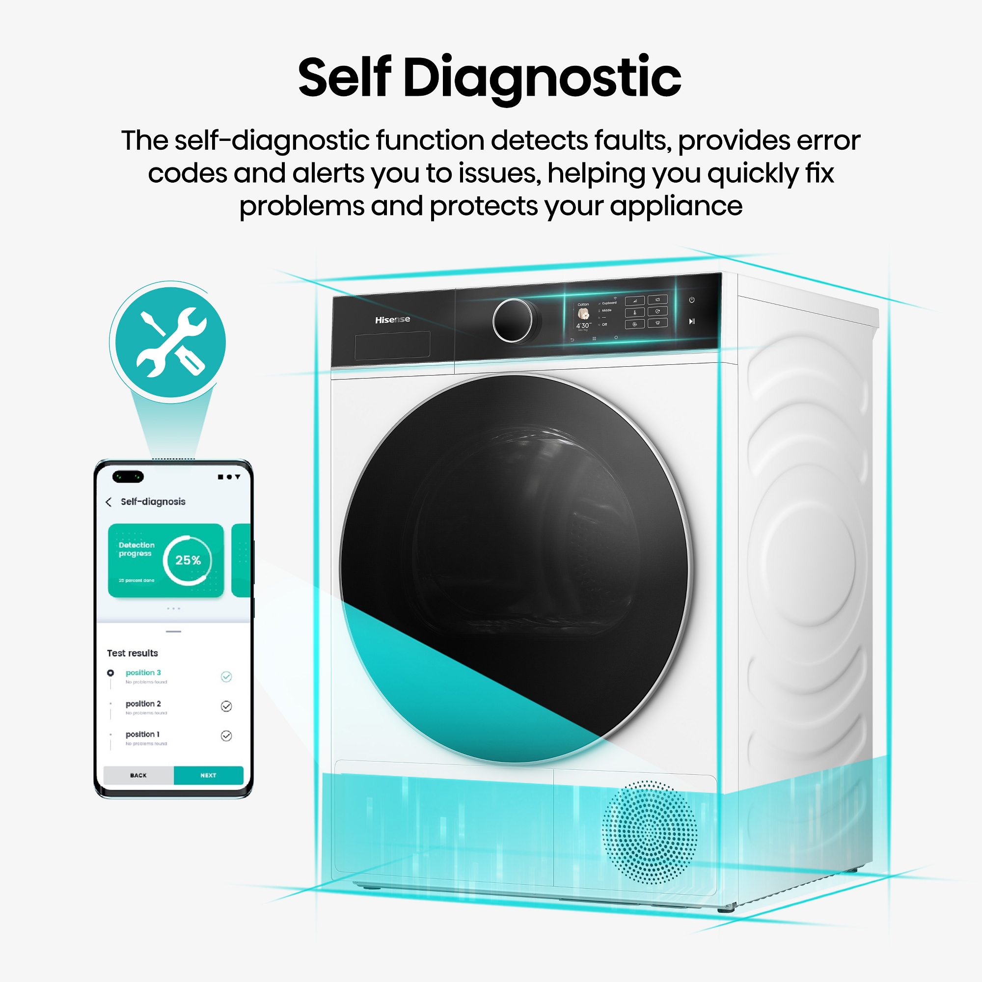 Hisense 9kg KitchenFit 5i Series Heat Pump Condenser Dryer DH5I904BWBC - White Hisense 9kg KitchenFit 5i Series Heat Pump Condenser Dryer DH5I904BWBC - White