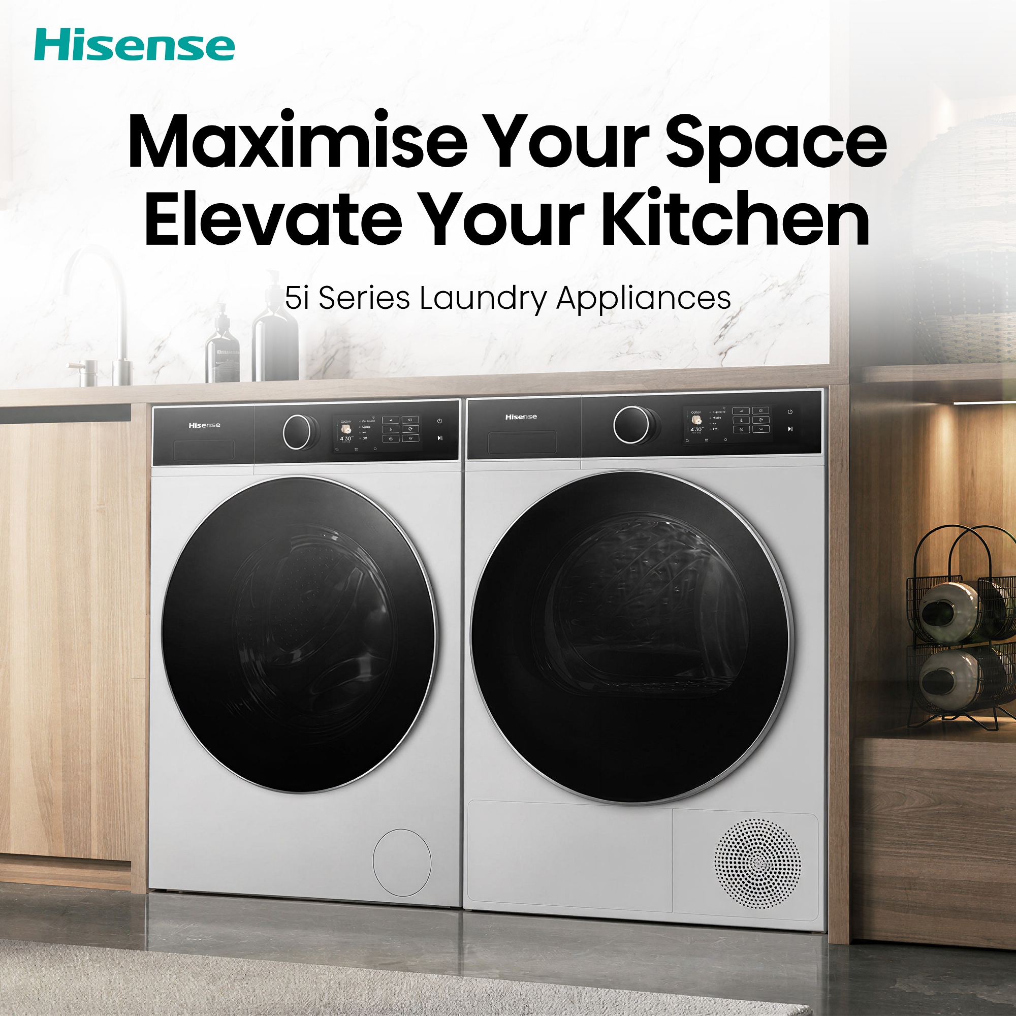 Hisense 9kg KitchenFit 5i Series Heat Pump Condenser Dryer DH5I904BWBC - White Hisense 9kg KitchenFit 5i Series Heat Pump Condenser Dryer DH5I904BWBC - White