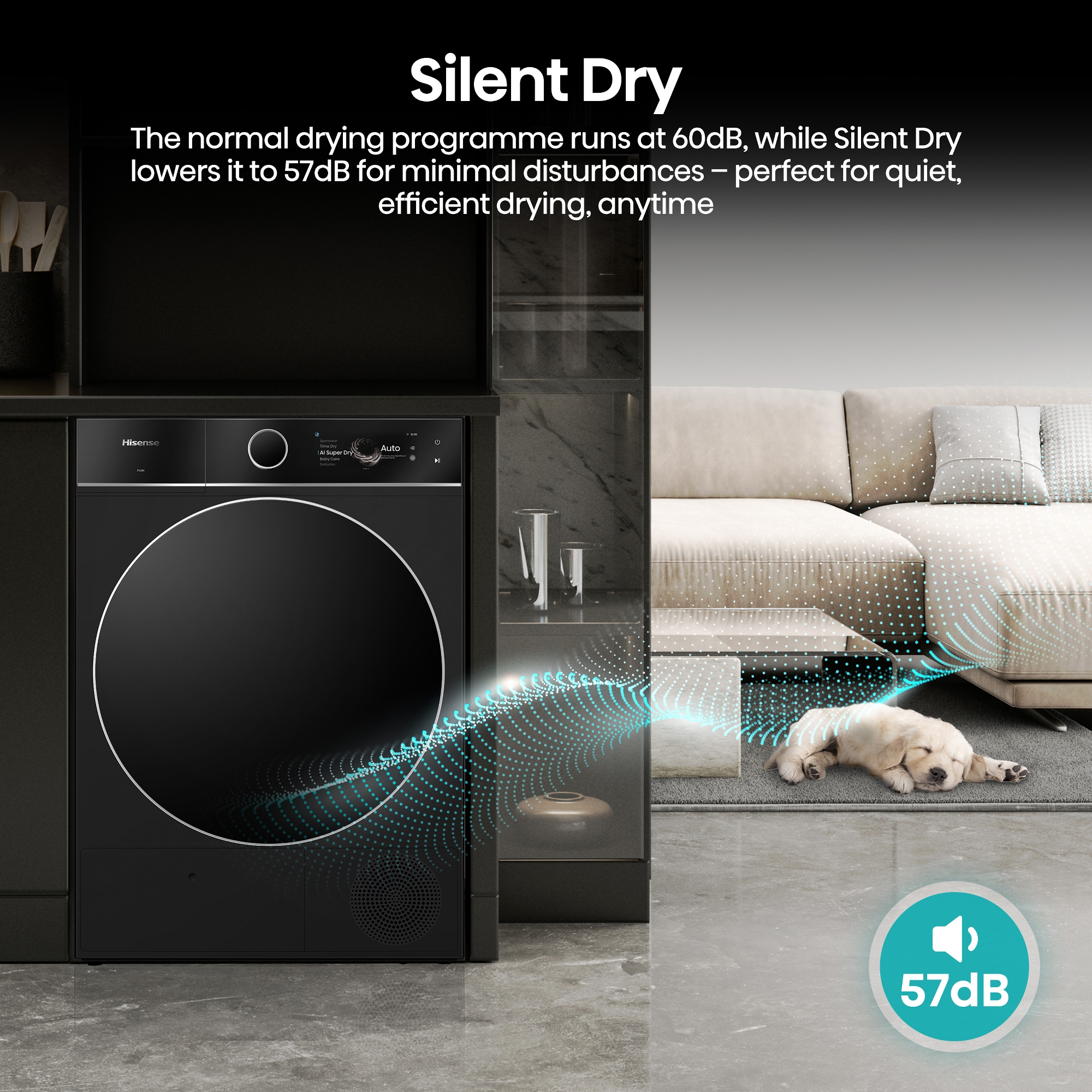 Hisense 10kg 7i Series Heat Pump Condenser Dryer DH7I108BBAB1 - Black Hisense 10kg 7i Series Heat Pump Condenser Dryer DH7I108BBAB1 - Black