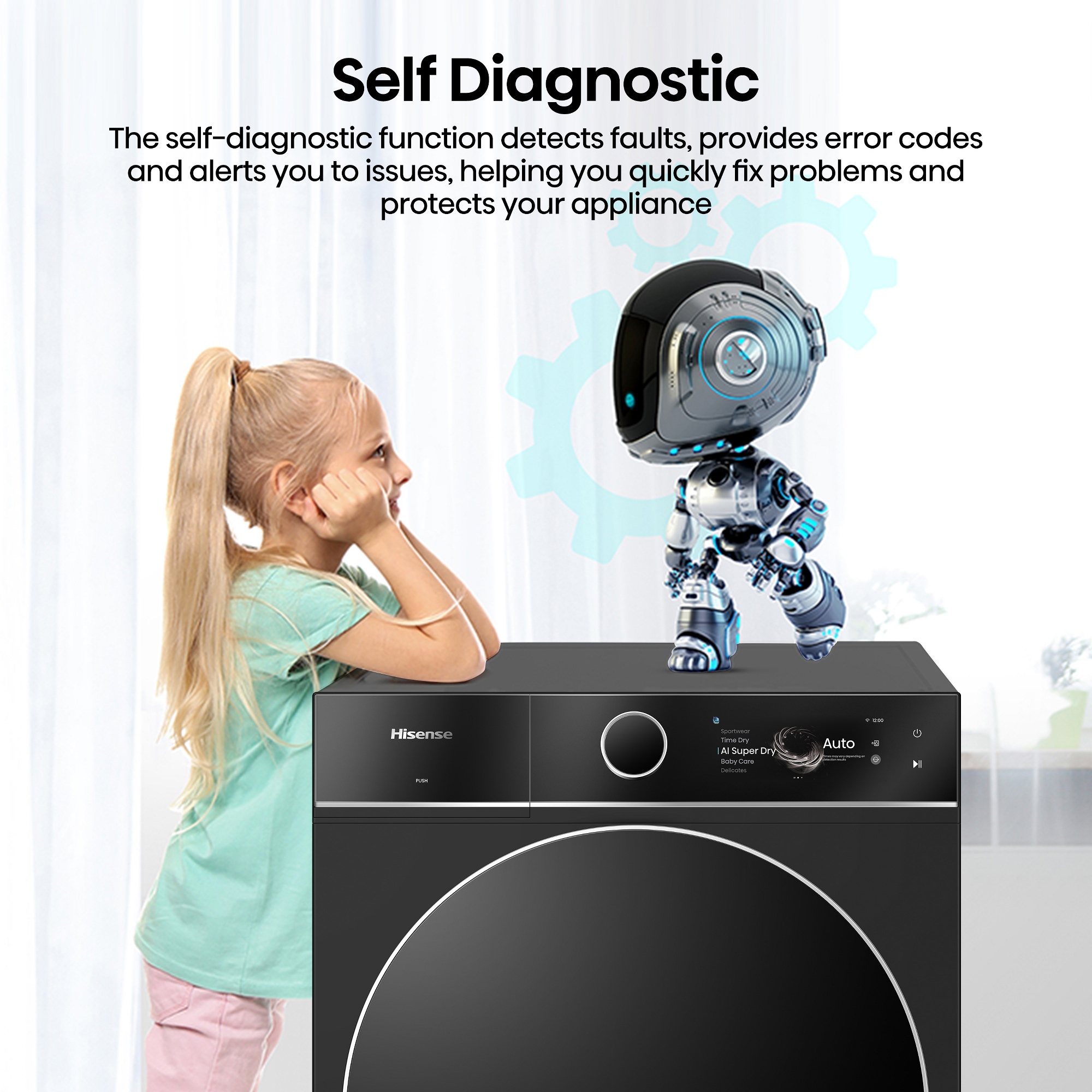 Hisense 10kg 7i Series Heat Pump Condenser Dryer DH7I108BBAB1 - Black Hisense 10kg 7i Series Heat Pump Condenser Dryer DH7I108BBAB1 - Black