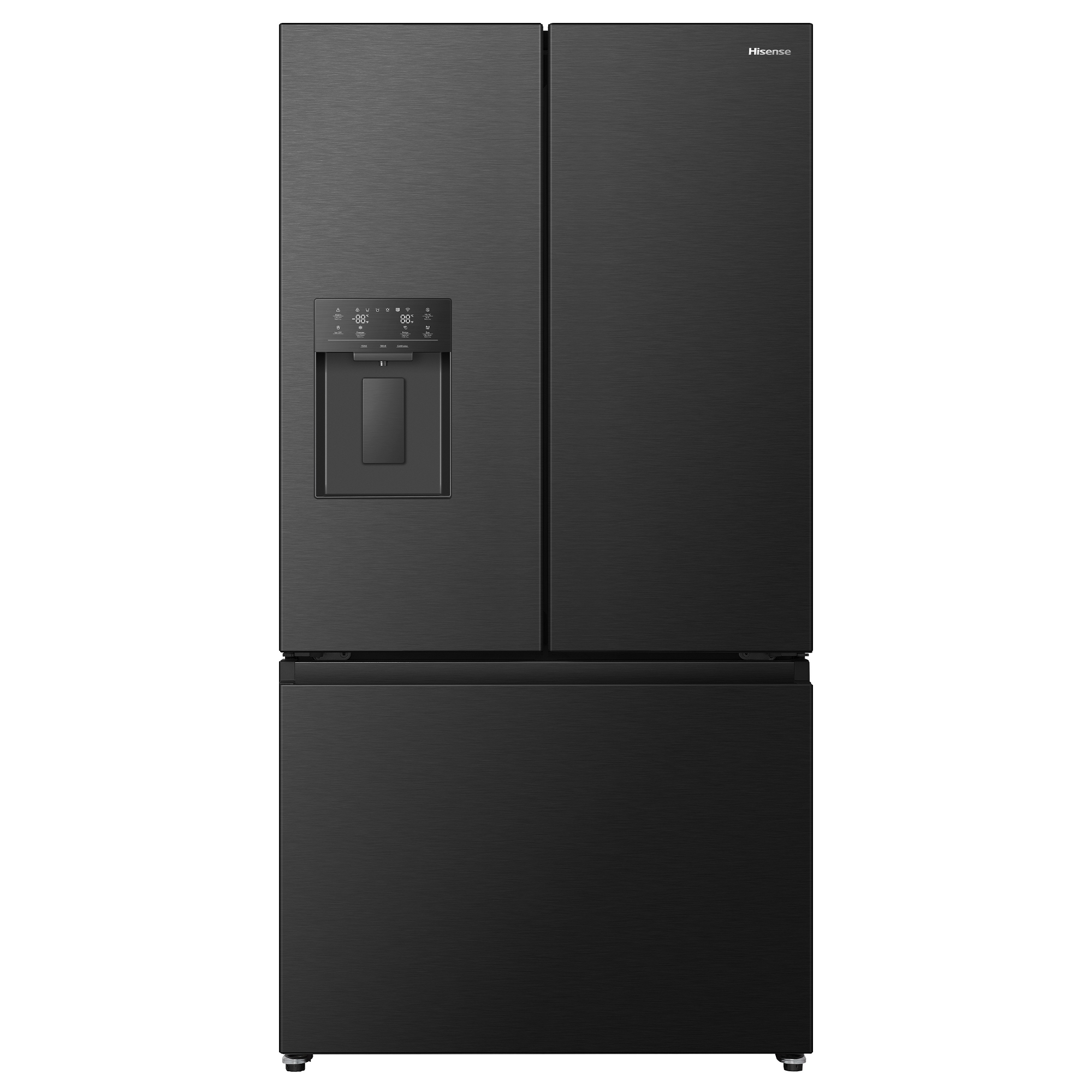 Hisense French Style Fridge Freezer Ice & Water RF815N4SEFE - Black Steel