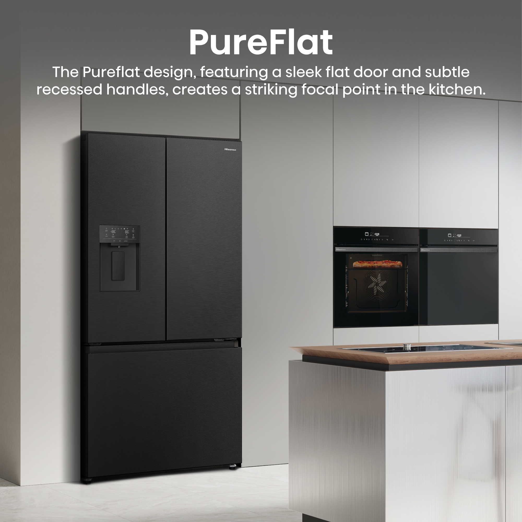 Hisense French Style Fridge Freezer Ice & Water RF815N4SEFE - Black Steel Hisense French Style Fridge Freezer Ice & Water RF815N4SEFE - Black Steel