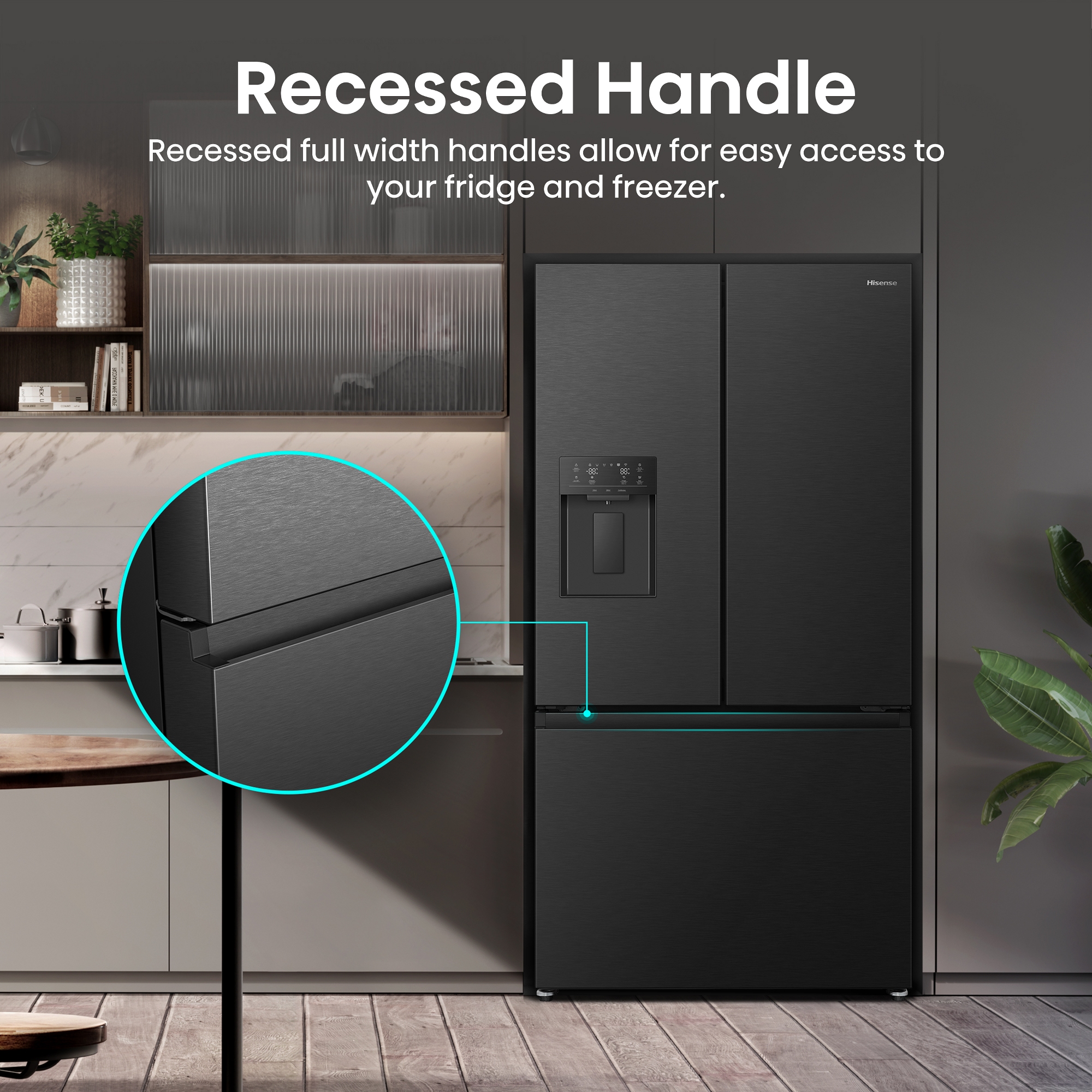 Hisense French Style Fridge Freezer Ice & Water RF815N4SEFE - Black Steel Hisense French Style Fridge Freezer Ice & Water RF815N4SEFE - Black Steel