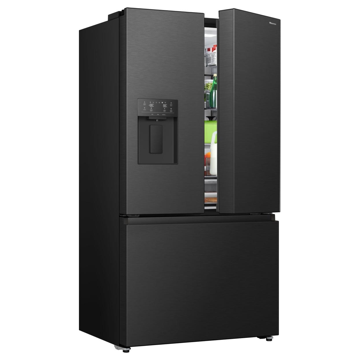 Hisense French Style Fridge Freezer Ice & Water RF815N4SEFE - Black Steel Hisense French Style Fridge Freezer Ice & Water RF815N4SEFE - Black Steel