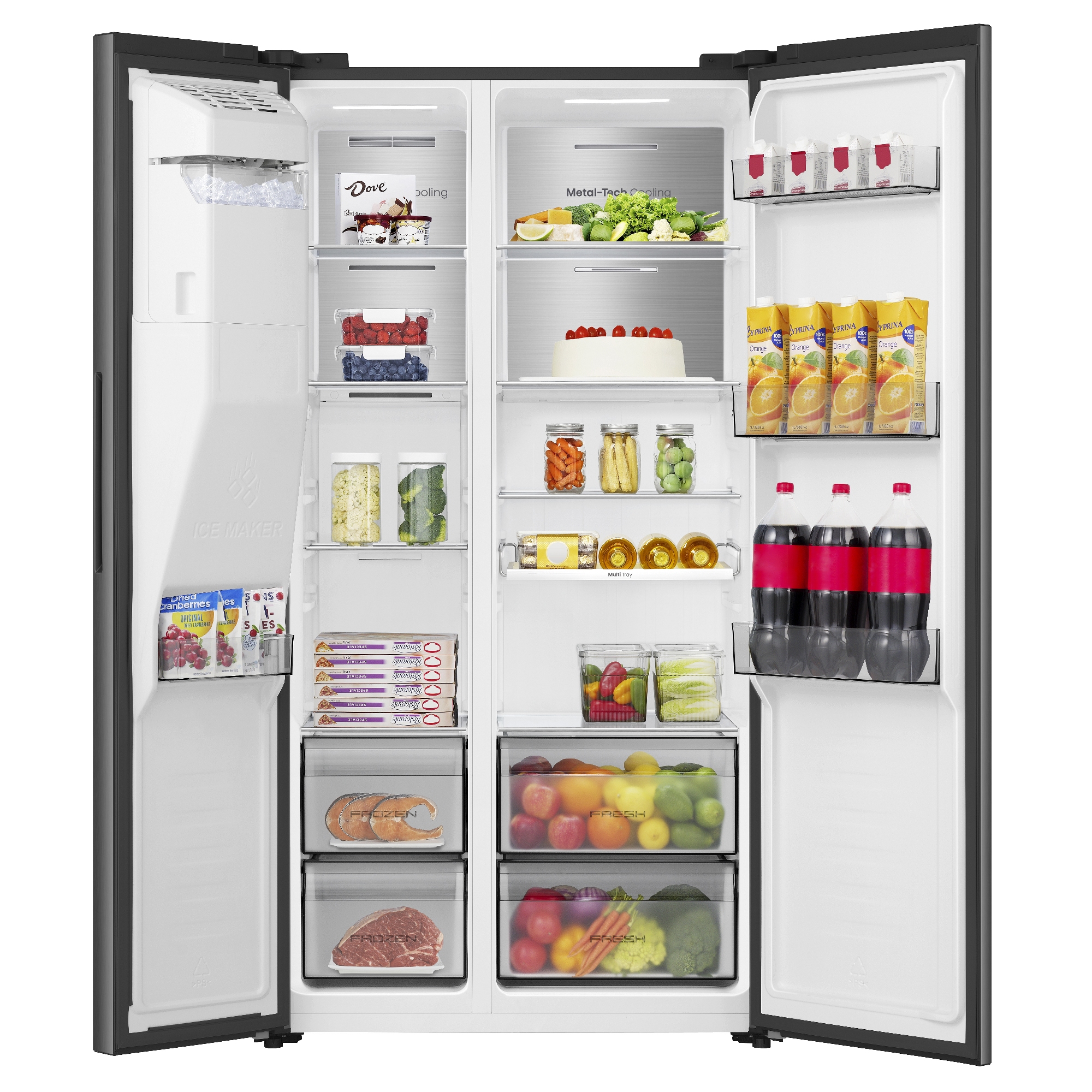 Hisense American Fridge Freezer Ice & Water RS5P528SPFC - Black Steel Hisense American Fridge Freezer Ice & Water RS5P528SPFC - Black Steel