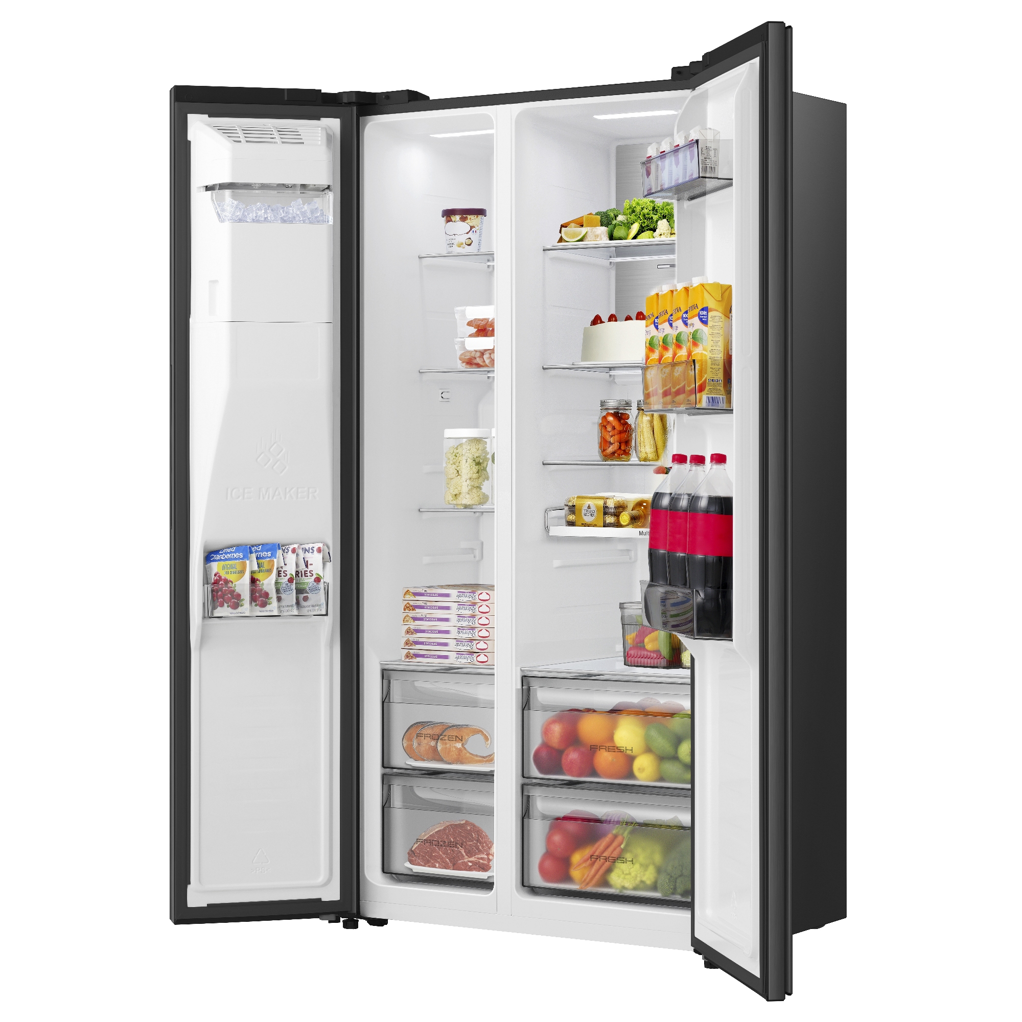 Hisense American Fridge Freezer Ice & Water RS5P528SPFC - Black Steel Hisense American Fridge Freezer Ice & Water RS5P528SPFC - Black Steel