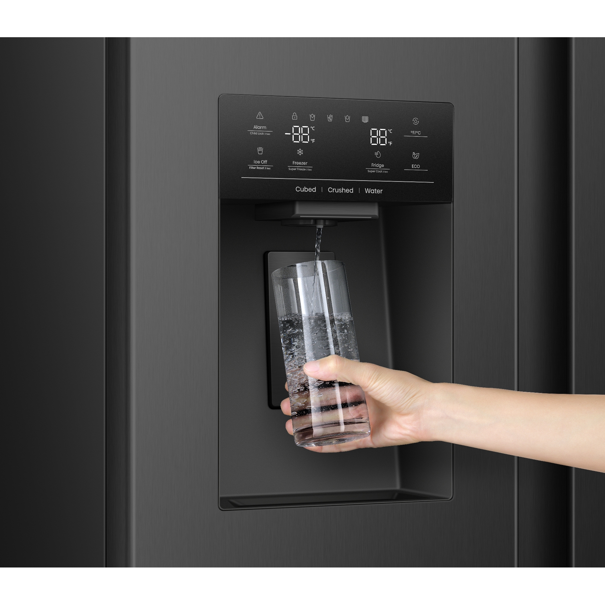 Hisense American Fridge Freezer Ice & Water RS5P528SPFC - Black Steel Hisense American Fridge Freezer Ice & Water RS5P528SPFC - Black Steel