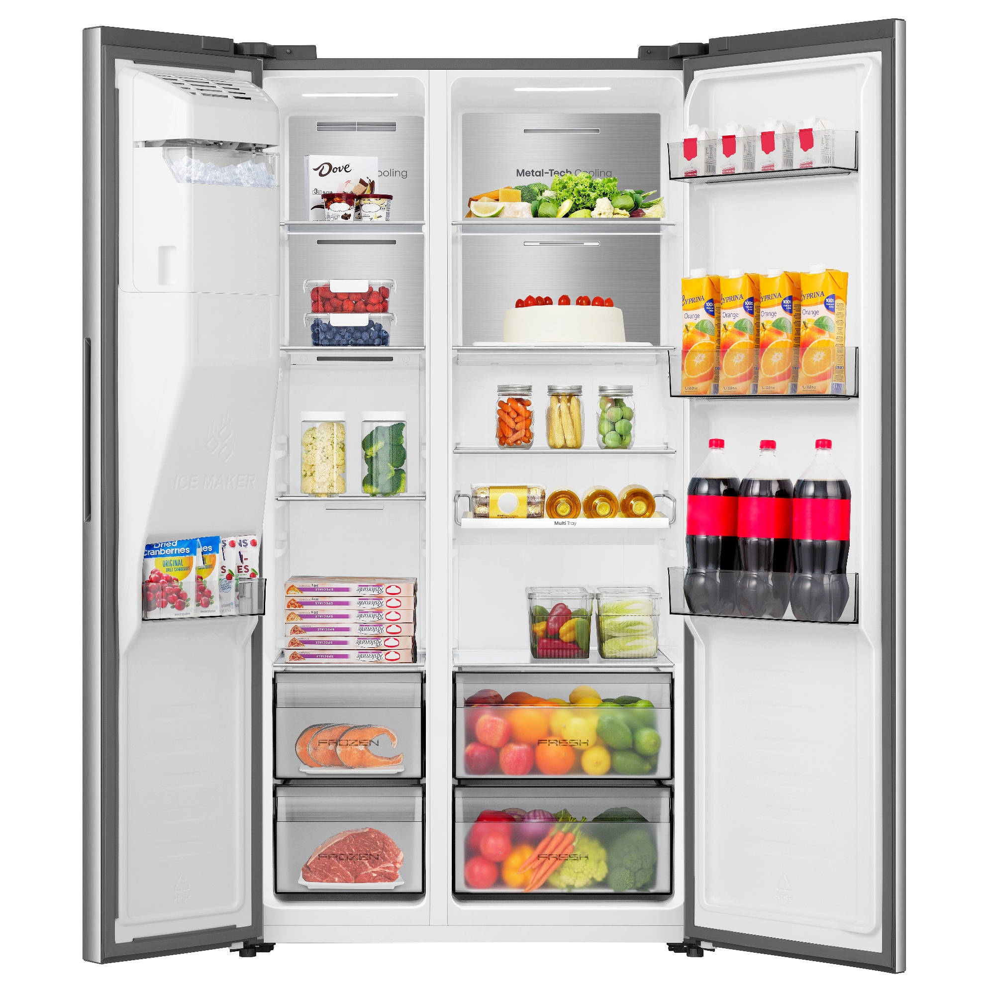 Hisense American Fridge Freezer Ice & Water RS5P528SPIC - Stainless Steel Hisense American Fridge Freezer Ice & Water RS5P528SPIC - Stainless Steel