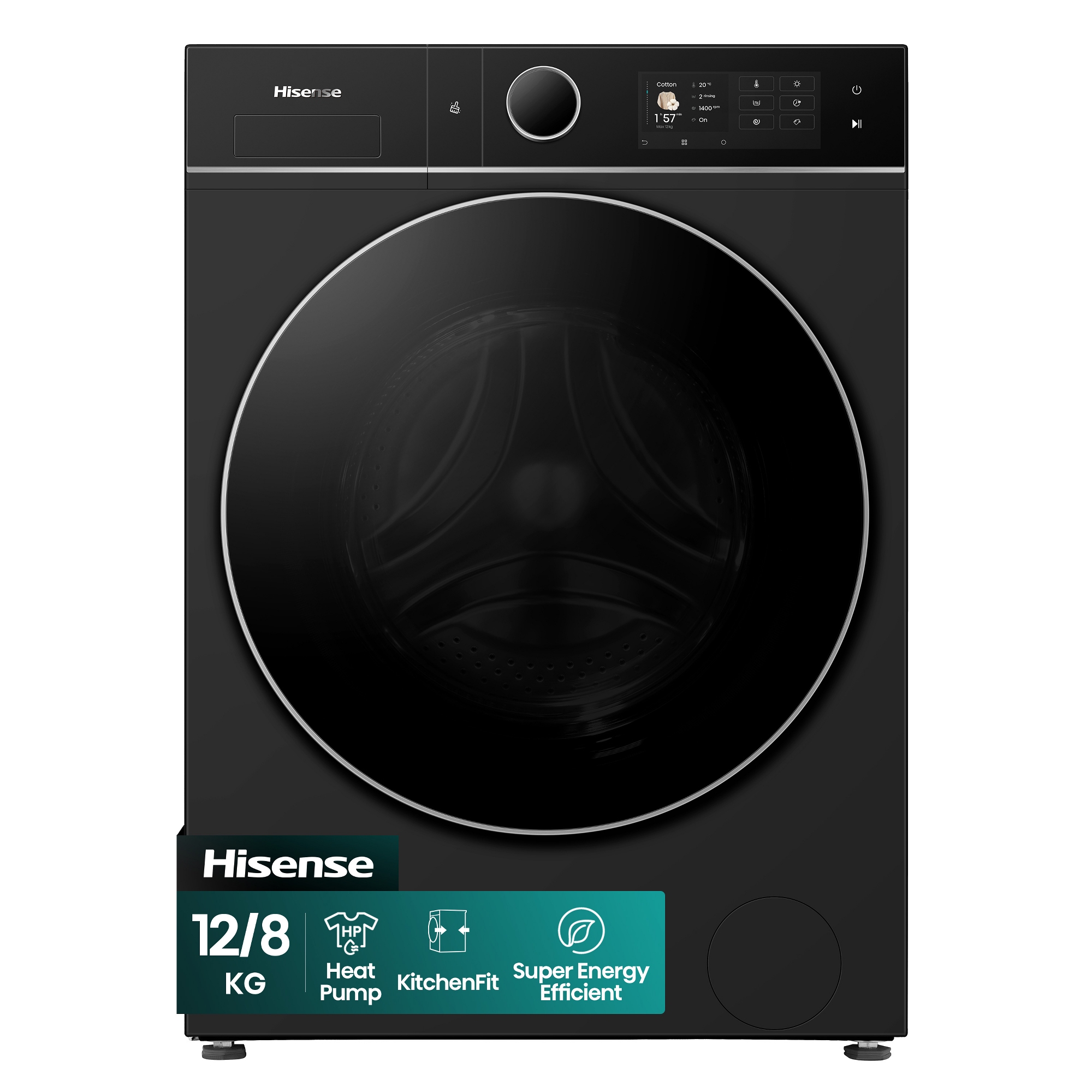 Hisense 12kg/8kg 5i Series Autodose WiFi Heat Pump Washer Dryer WD5I1245BBRH - Black