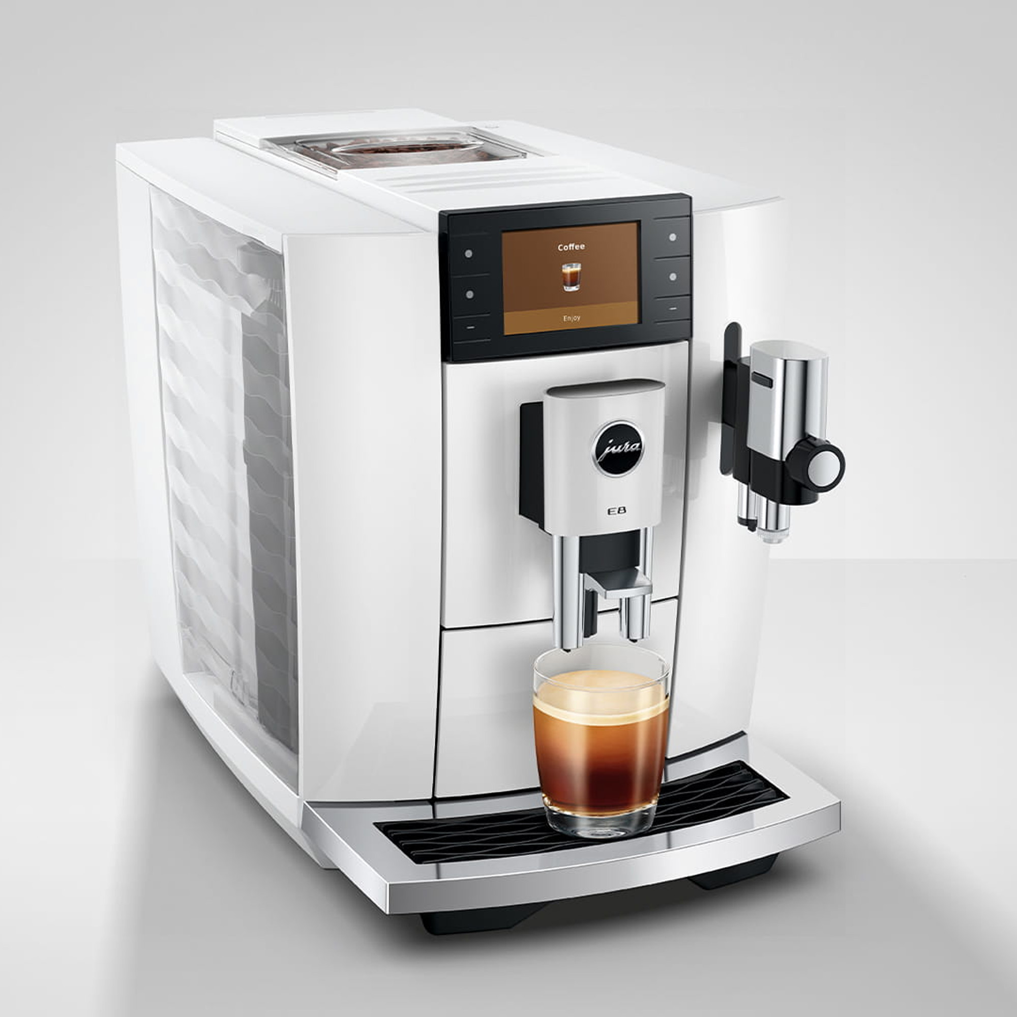 Jura E8 Freestanding Coffee Machine 15841 - Piano White Jura E8 Freestanding Coffee Machine 15841 - Piano White