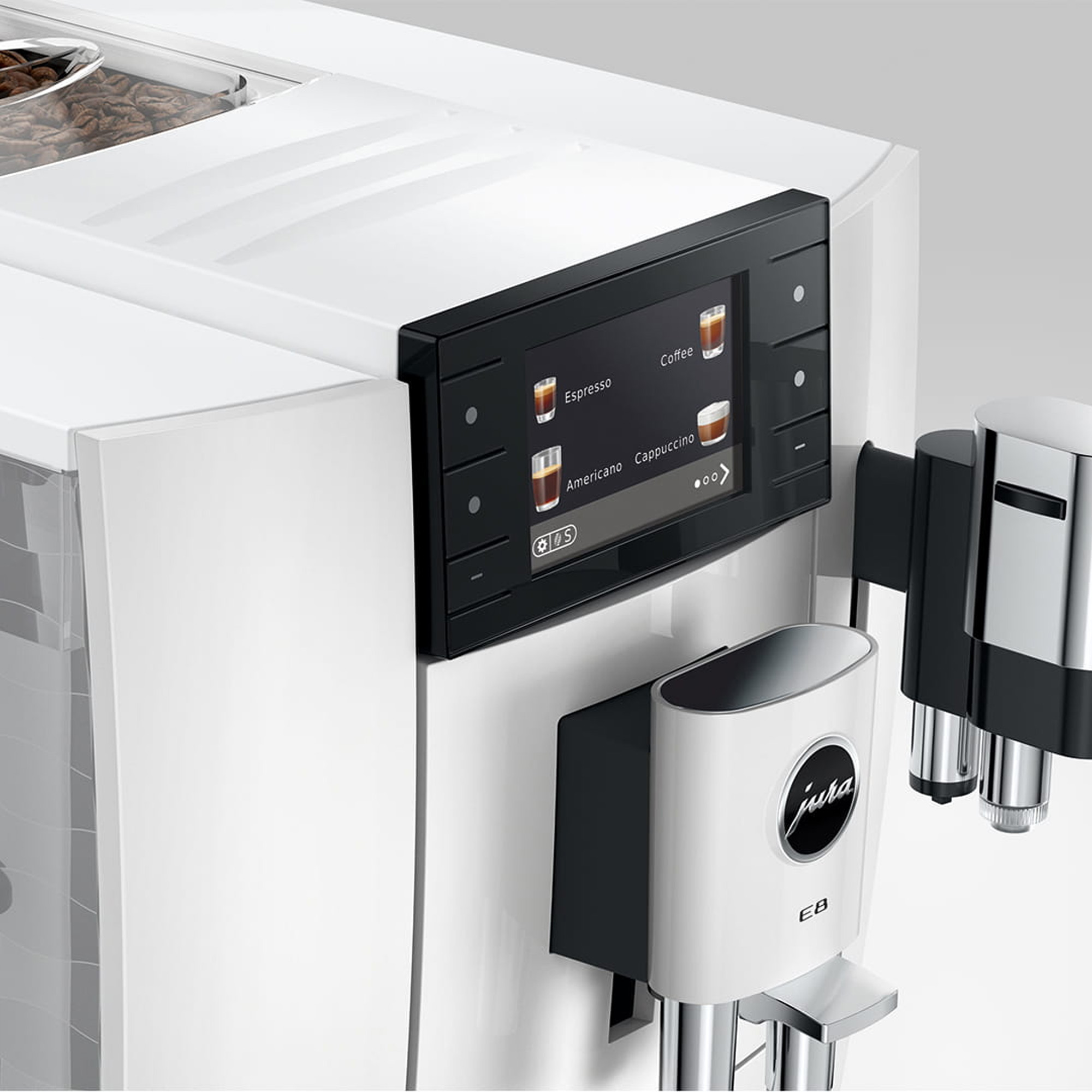 Jura E8 Freestanding Coffee Machine 15841 - Piano White Jura E8 Freestanding Coffee Machine 15841 - Piano White
