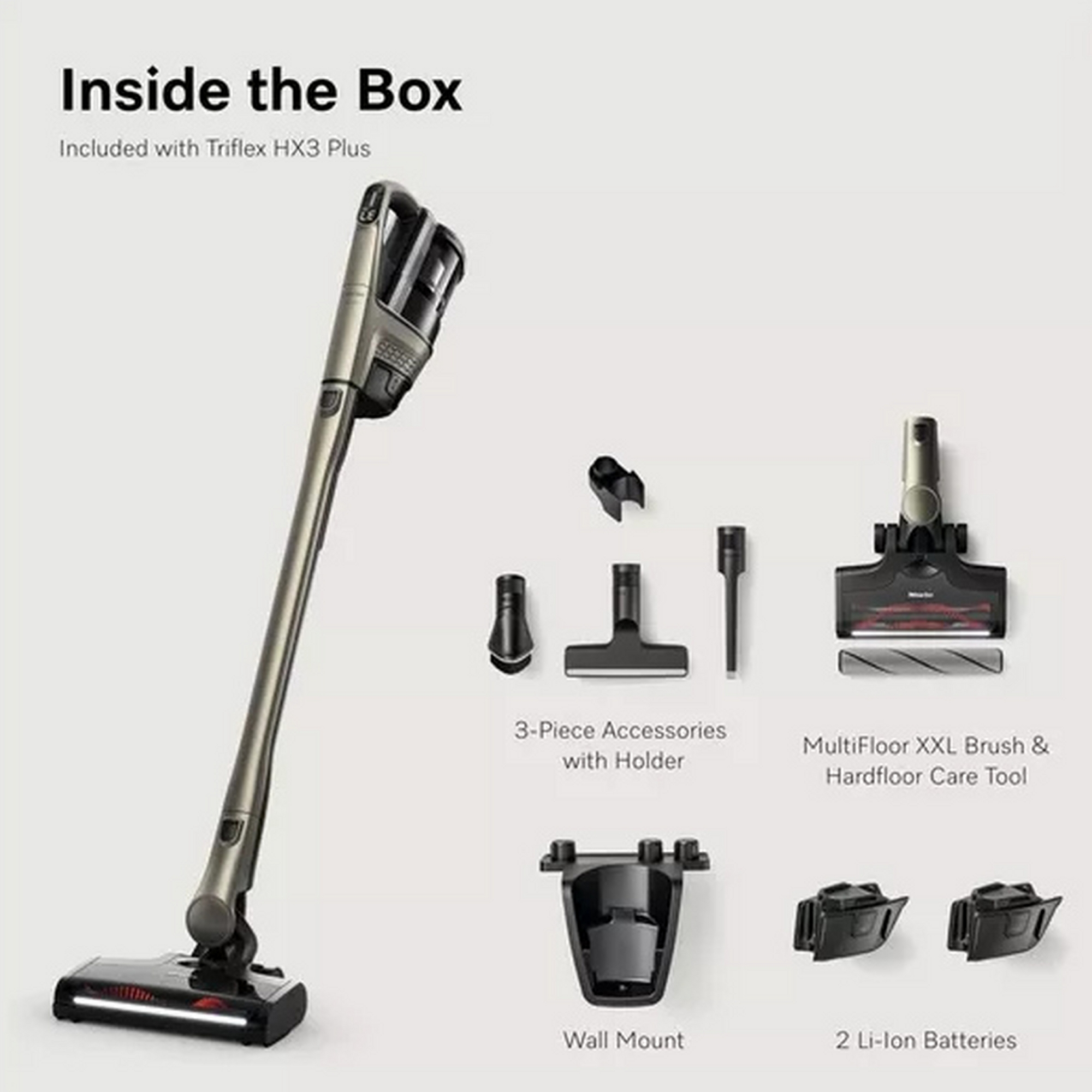 Miele Cordless Stick Vacuum Cleaner Triflex HX3 Plus - Titanium Pearl Miele Cordless Stick Vacuum Cleaner Triflex HX3 Plus - Titanium Pearl