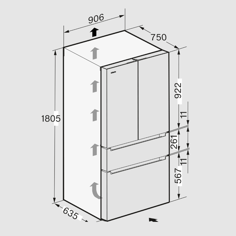 Miele 91cm French Style Fridge Freezer KFFD6867OBSW/MATT - Obsidian Matt Black Miele 91cm French Style Fridge Freezer KFFD6867OBSW/MATT - Obsidian Matt Black