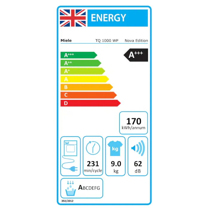 Miele 9kg Nova Series Heat Pump Tumble Dryer TQ1000WP - White Miele 9kg Nova Series Heat Pump Tumble Dryer TQ1000WP - White