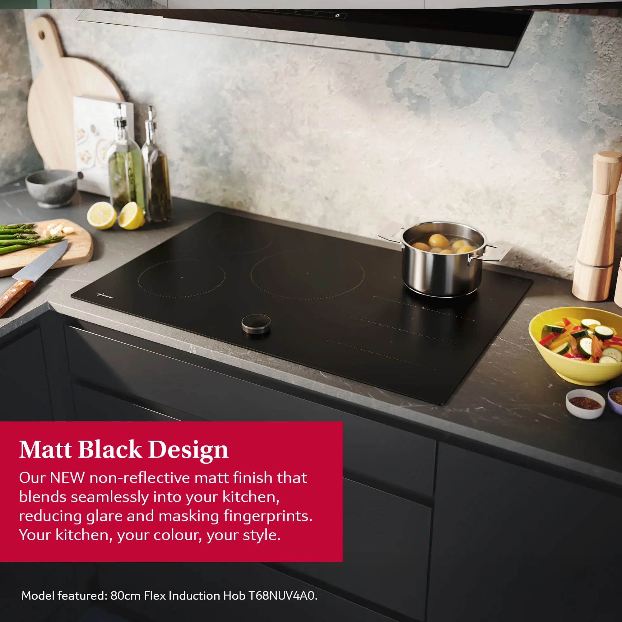 Neff N90 80cm Induction Hob T68NUV4A0 - Matt Black Neff N90 80cm Induction Hob T68NUV4A0 - Matt Black