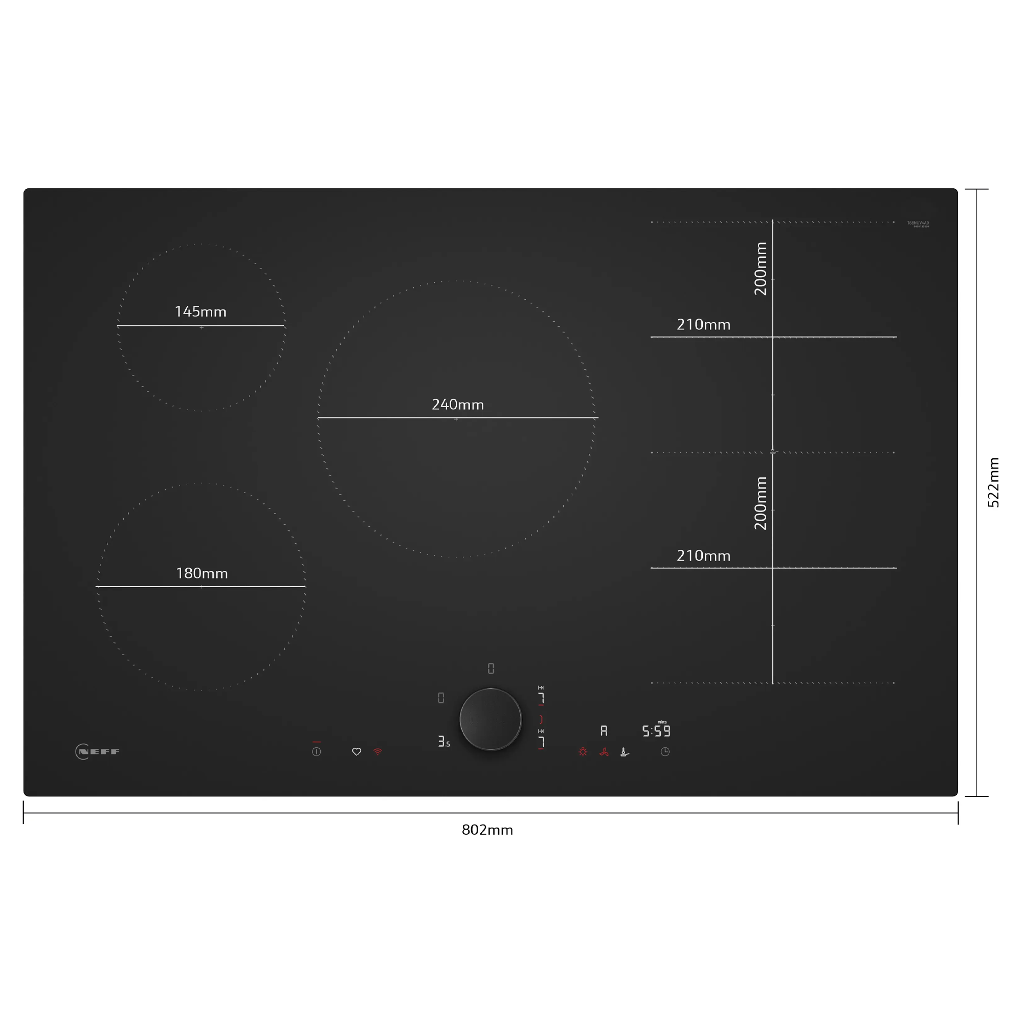 Neff N90 80cm Induction Hob T68NUV4A0 - Matt Black Neff N90 80cm Induction Hob T68NUV4A0 - Matt Black