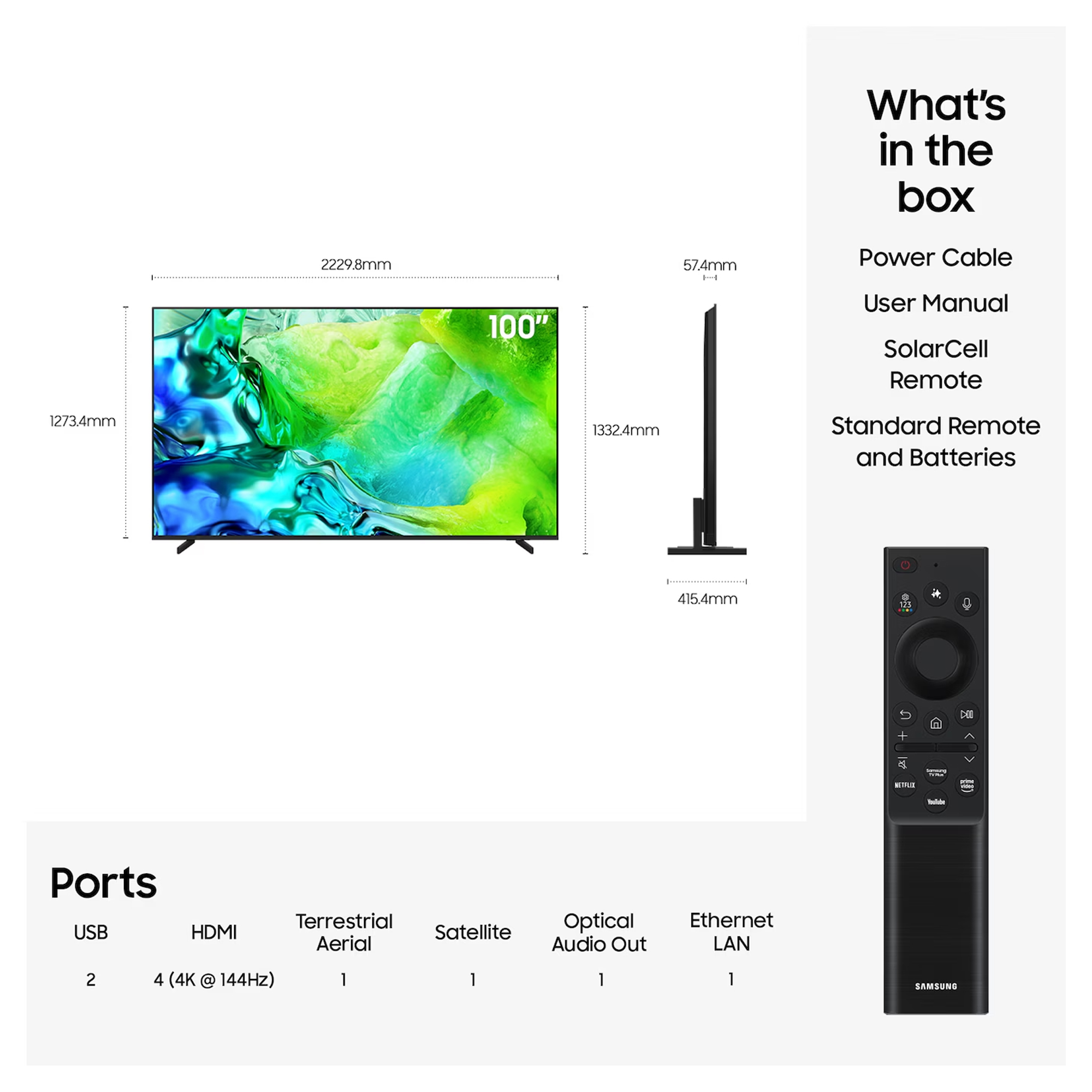 Samsung 2026 100" Neo QLED QN80H 4K Vision AI Smart TV QE100QN80HUXXU - Black Samsung 2026 100" Neo QLED QN80H 4K Vision AI Smart TV QE100QN80HUXXU - Black
