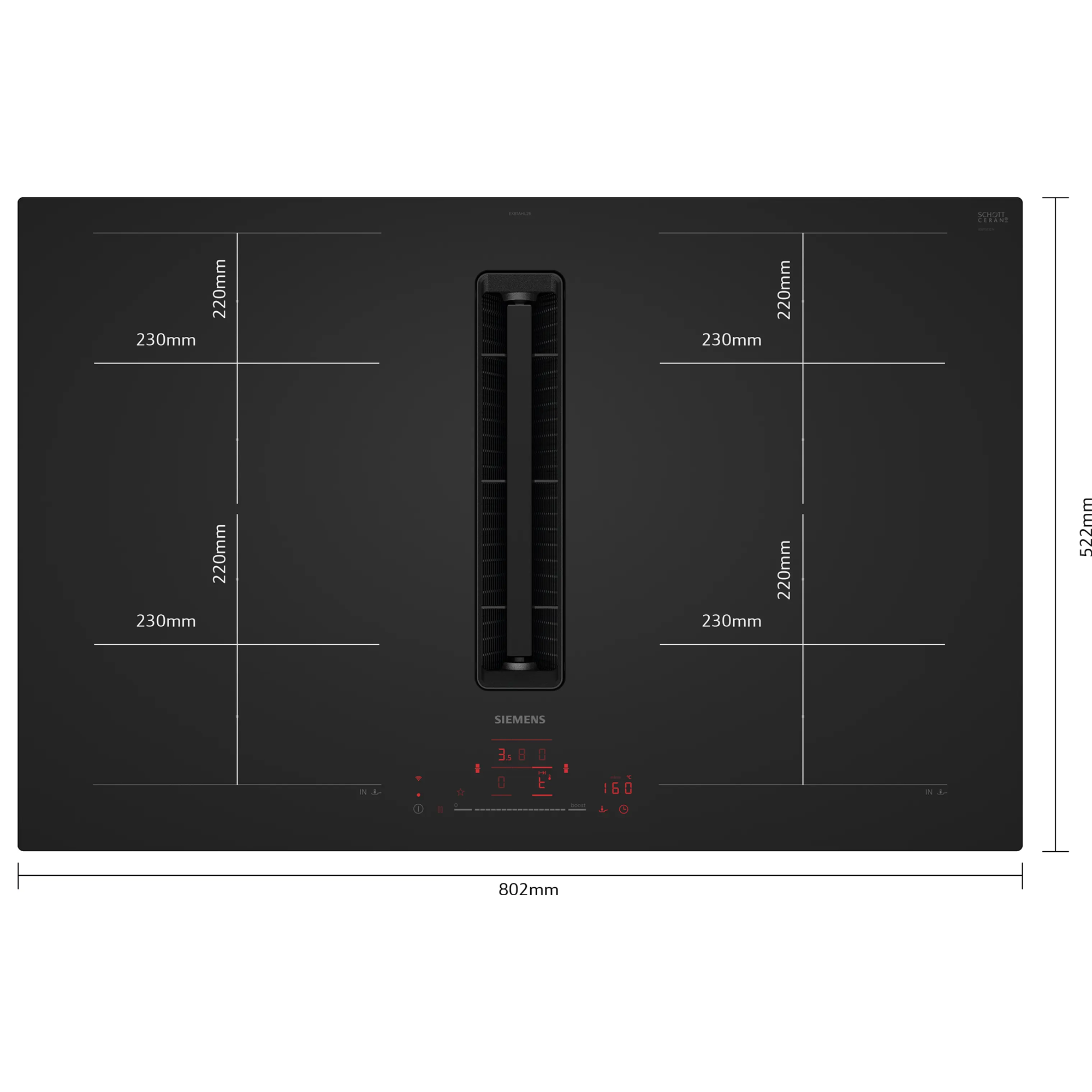 Siemens iQ700 80cm Frameless Air Venting Induction Hob EX81AHL26E – Matt Black Siemens iQ700 80cm Frameless Air Venting Induction Hob EX81AHL26E – Matt Black