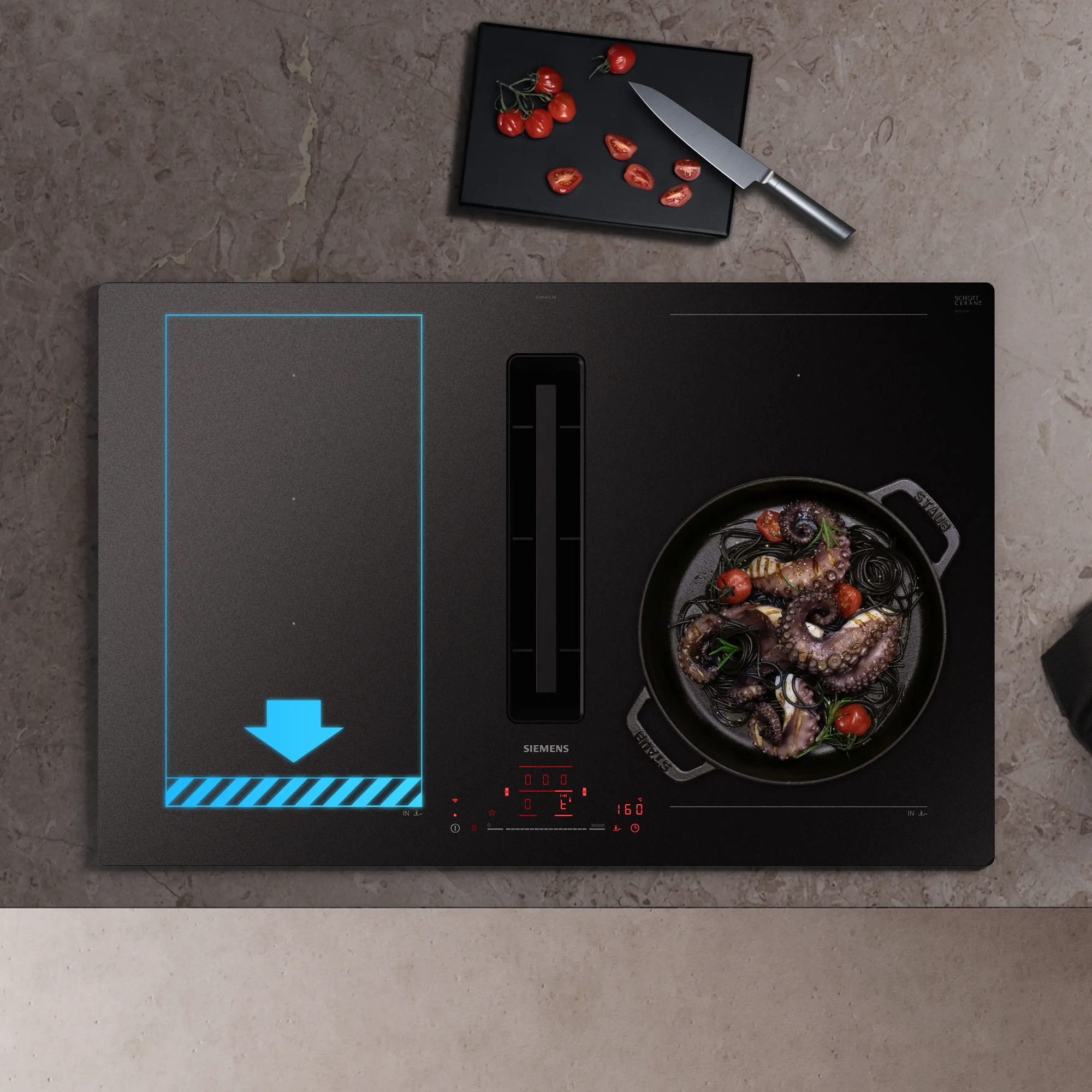 Siemens iQ700 80cm Frameless Air Venting Induction Hob EX81AHL26E – Matt Black Siemens iQ700 80cm Frameless Air Venting Induction Hob EX81AHL26E – Matt Black