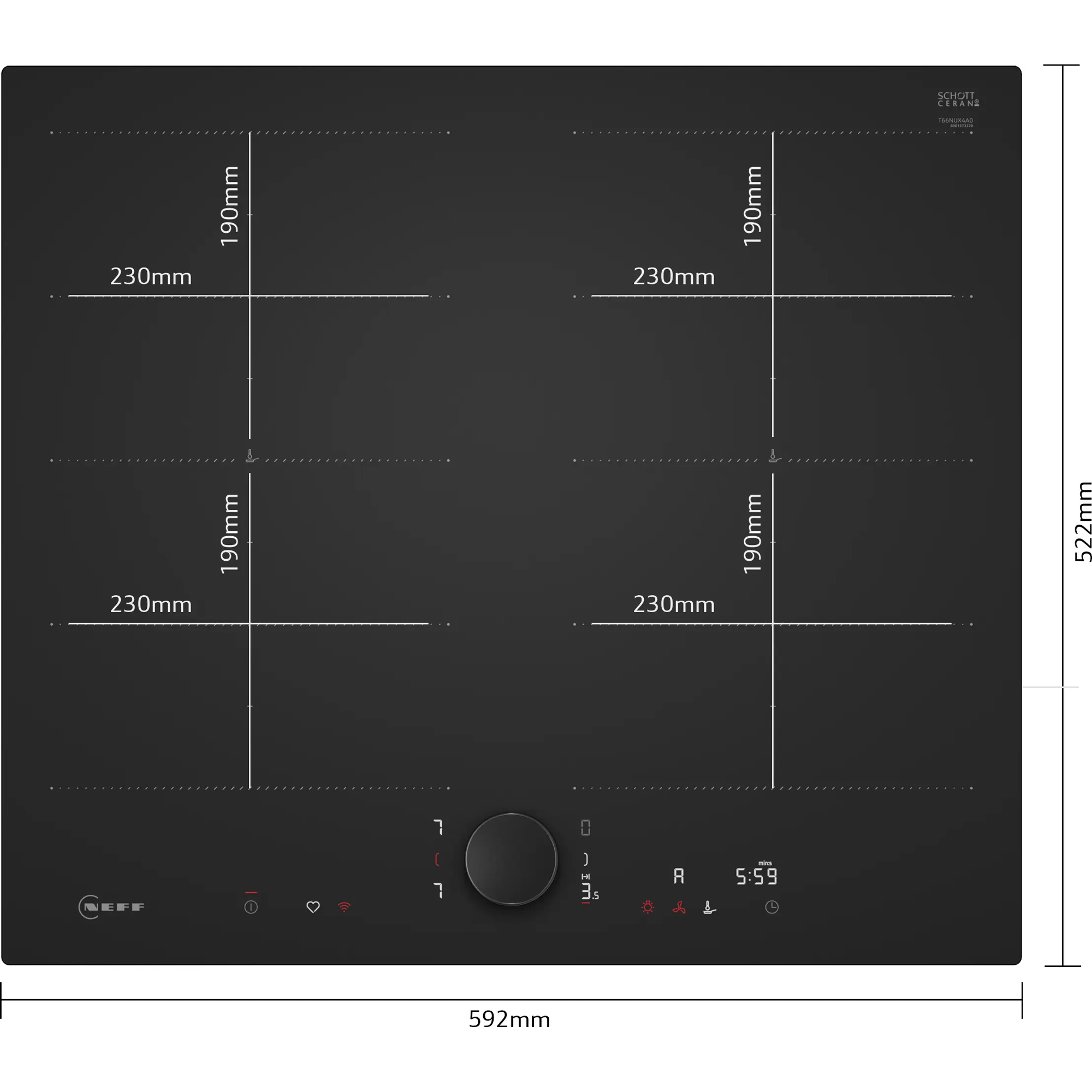 Neff 60cm N90 Flex Zone Induction Hob T66NUX4A0 - Matte Black
