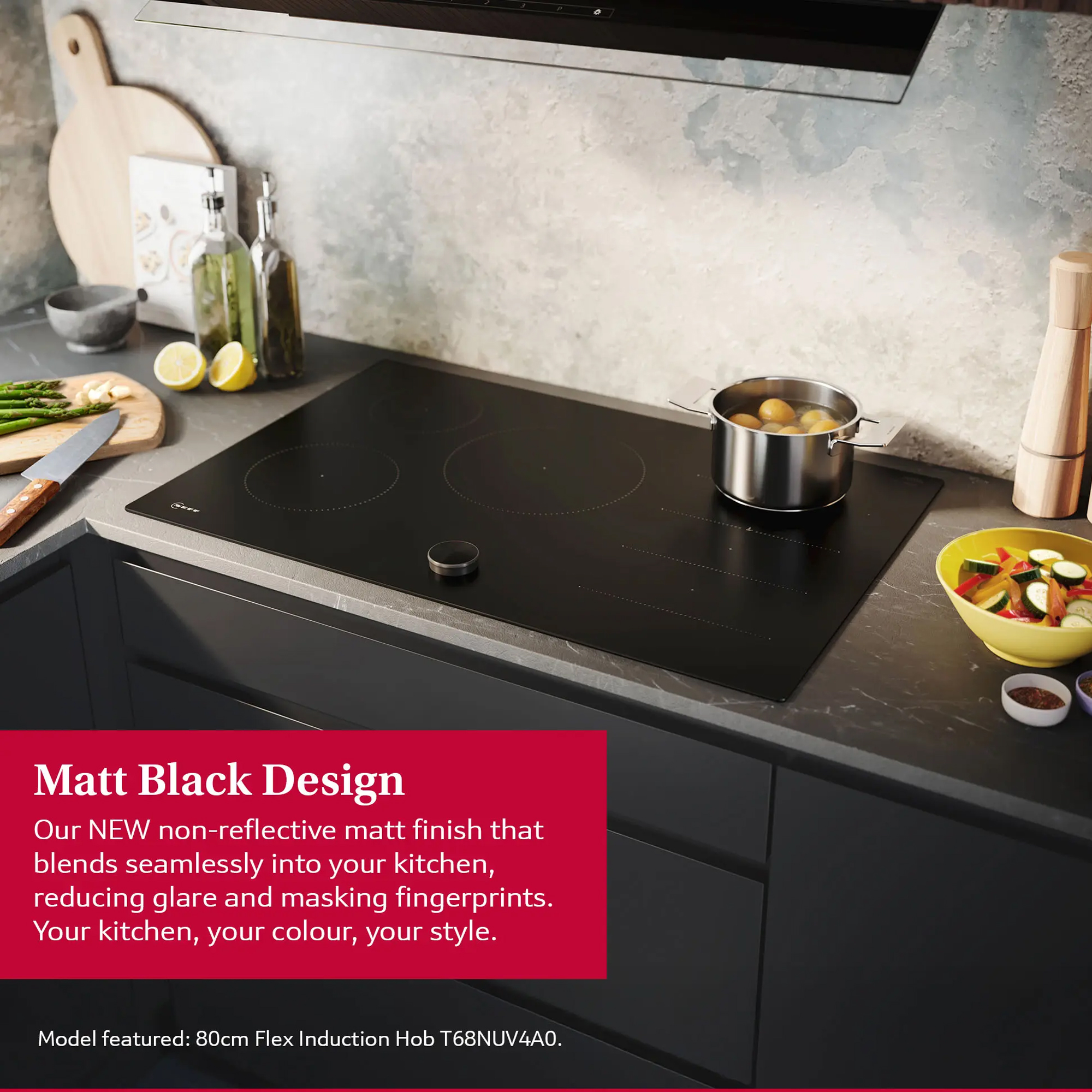 Neff 60cm N90 Flex Zone Induction Hob T66NUX4A0 - Matte Black