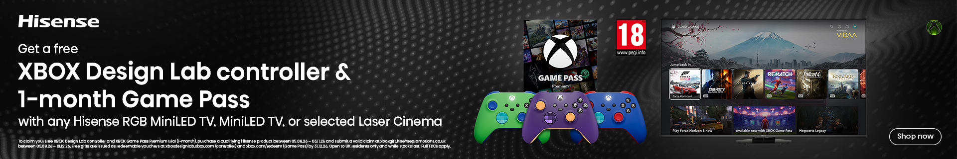 claim a free xbox controller and 1 month game pass with purchase