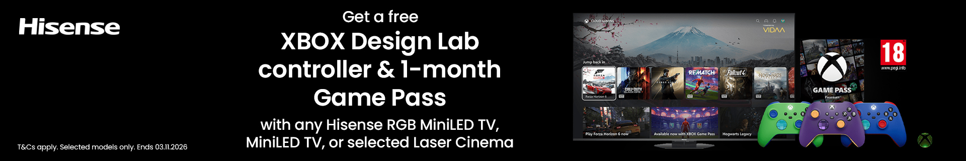 claim a free xbox controller and 1 month game pass with purchase