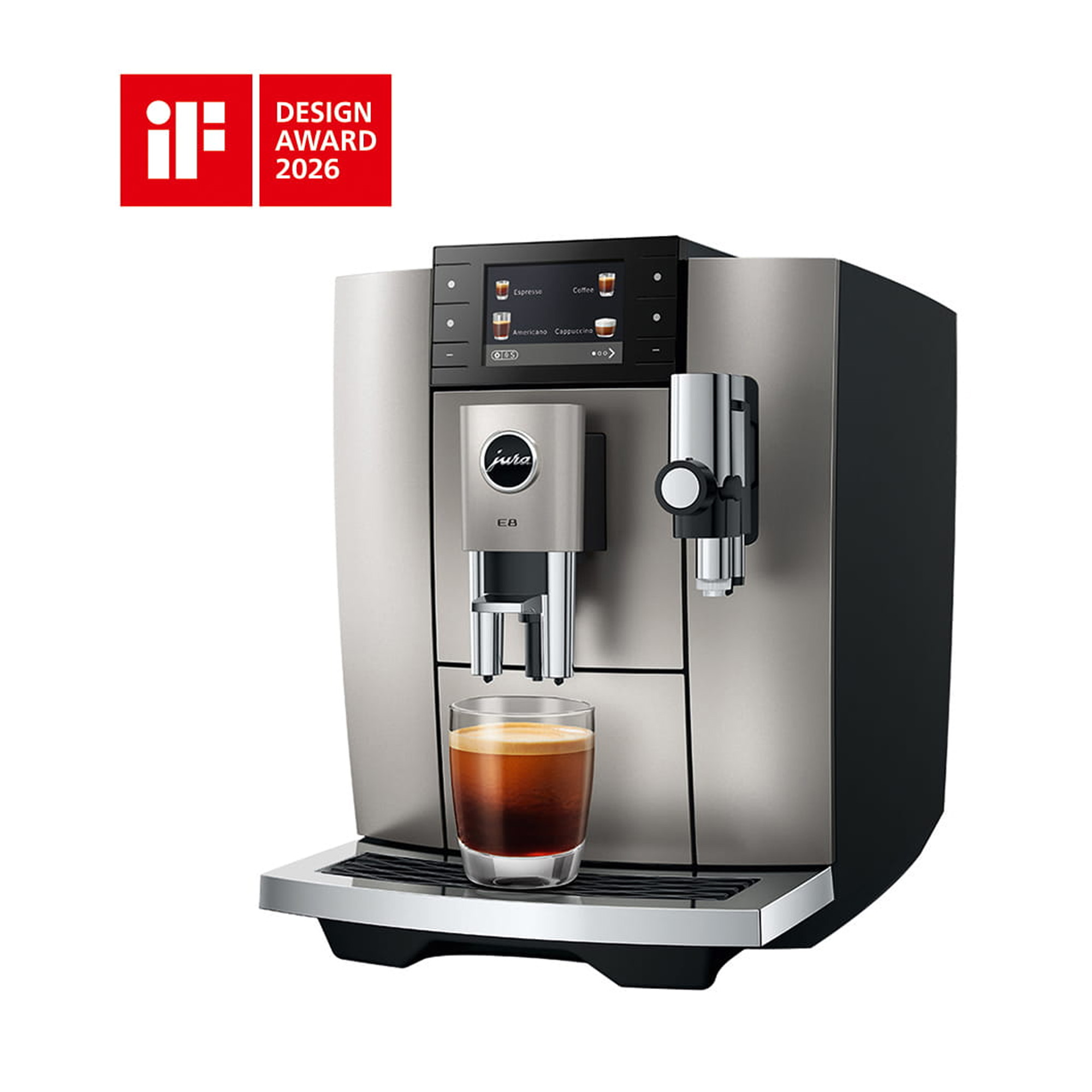 Jura E8 Freestanding Fully Automatic Coffee Machine 15721 - Midnight Silver Jura E8 Freestanding Fully Automatic Coffee Machine 15721 - Midnight Silver