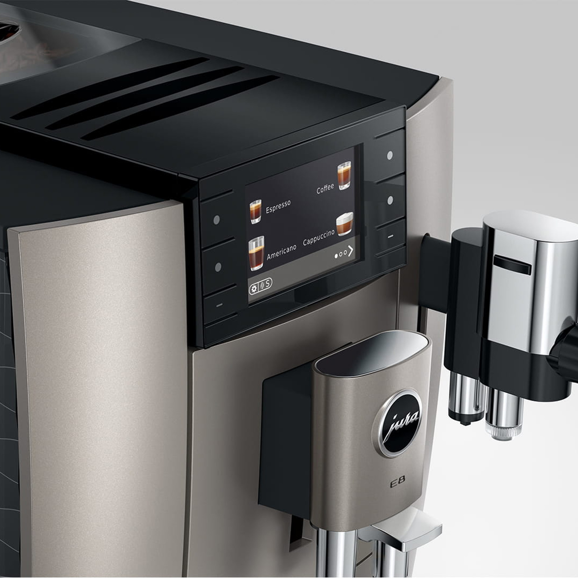 Jura E8 Freestanding Fully Automatic Coffee Machine 15721 - Midnight Silver Jura E8 Freestanding Fully Automatic Coffee Machine 15721 - Midnight Silver