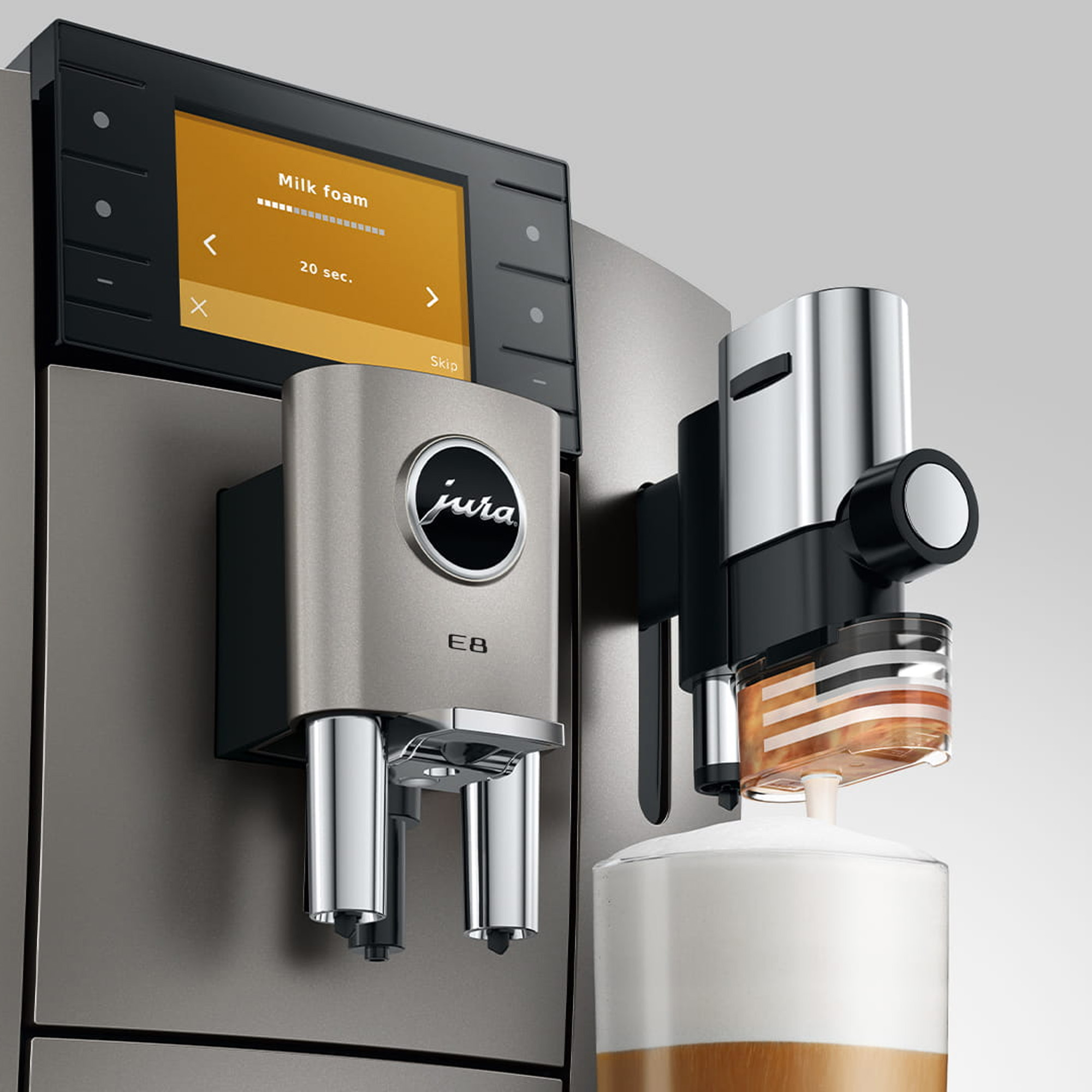 Jura E8 Freestanding Fully Automatic Coffee Machine 15721 - Midnight Silver Jura E8 Freestanding Fully Automatic Coffee Machine 15721 - Midnight Silver
