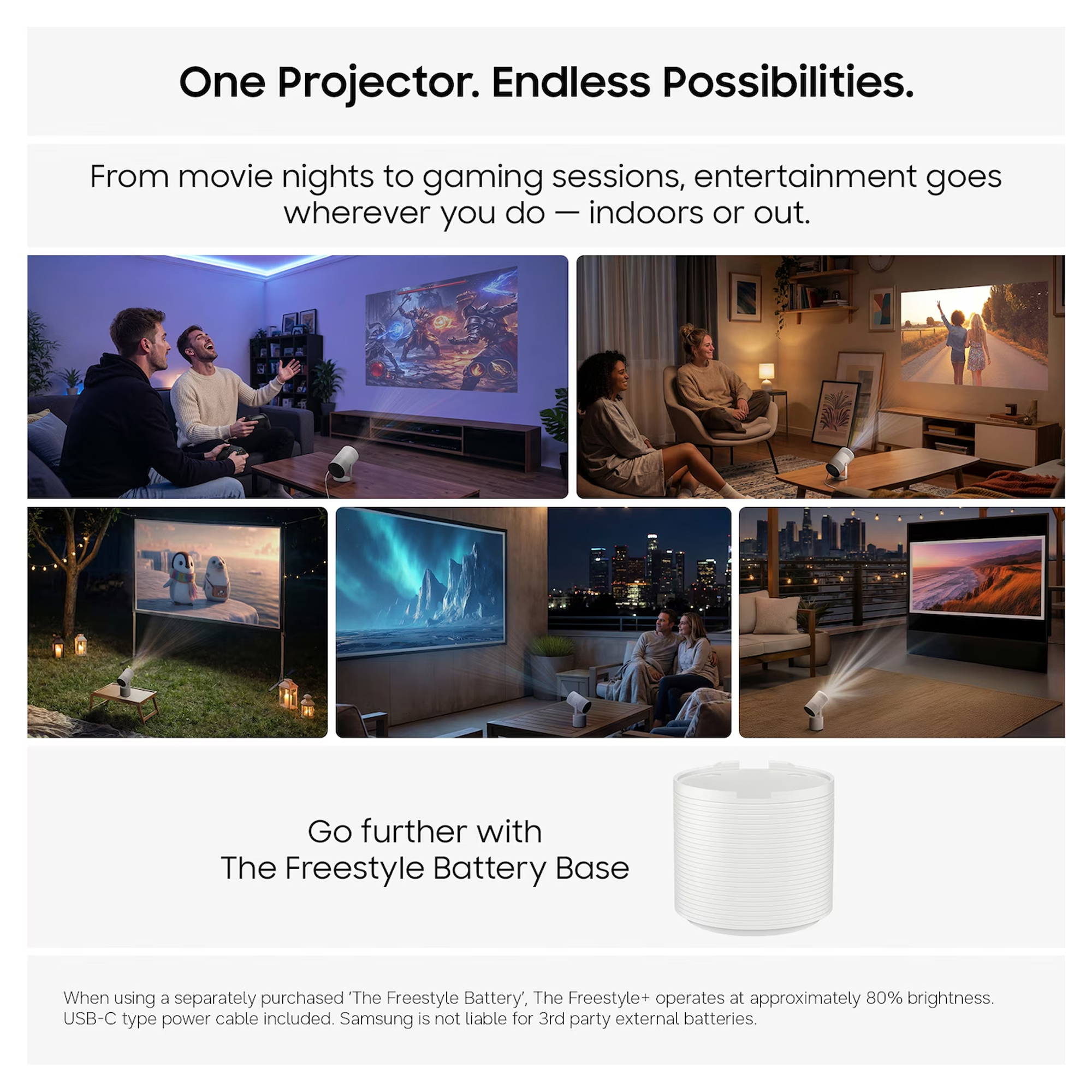 Samsung 2026 Freestyle+ Full HD Portable Projector SP-LFF3HLAXXXU - Cloud White Samsung 2026 Freestyle+ Full HD Portable Projector SP-LFF3HLAXXXU - Cloud White