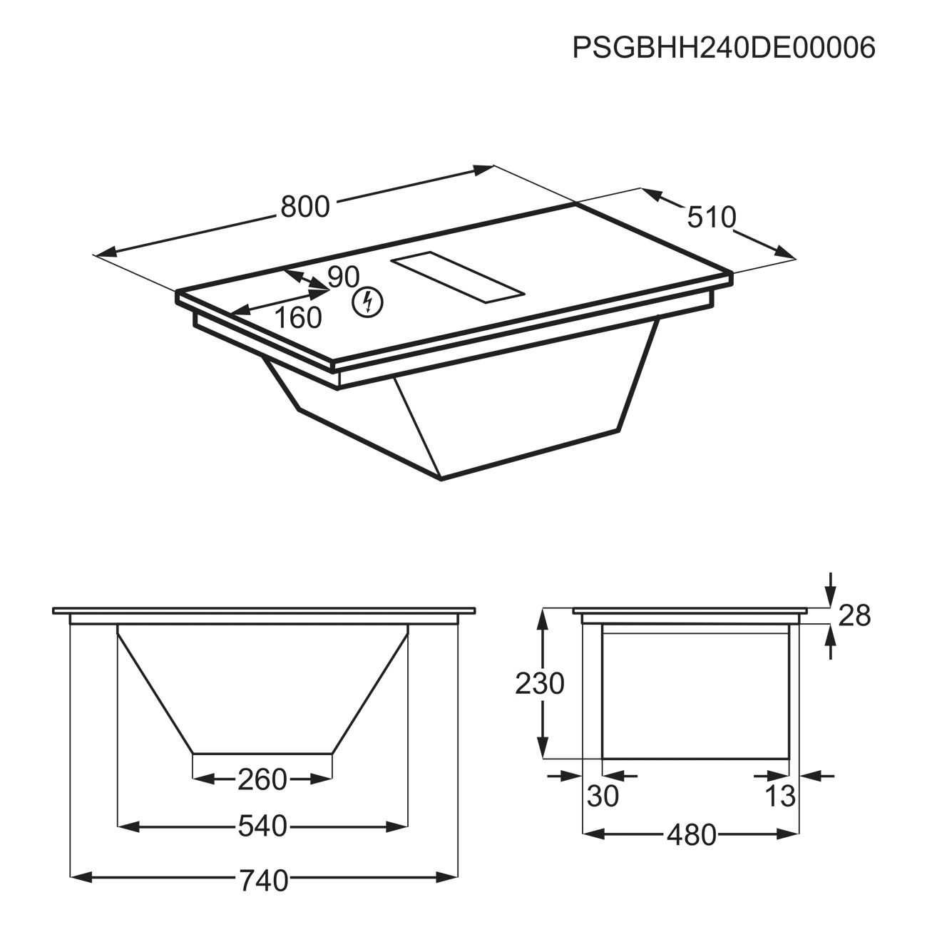AEG Series 7000 80cm Air Venting Induction Hob TT84CC13CB - Black AEG Series 7000 80cm Air Venting Induction Hob TT84CC13CB - Black