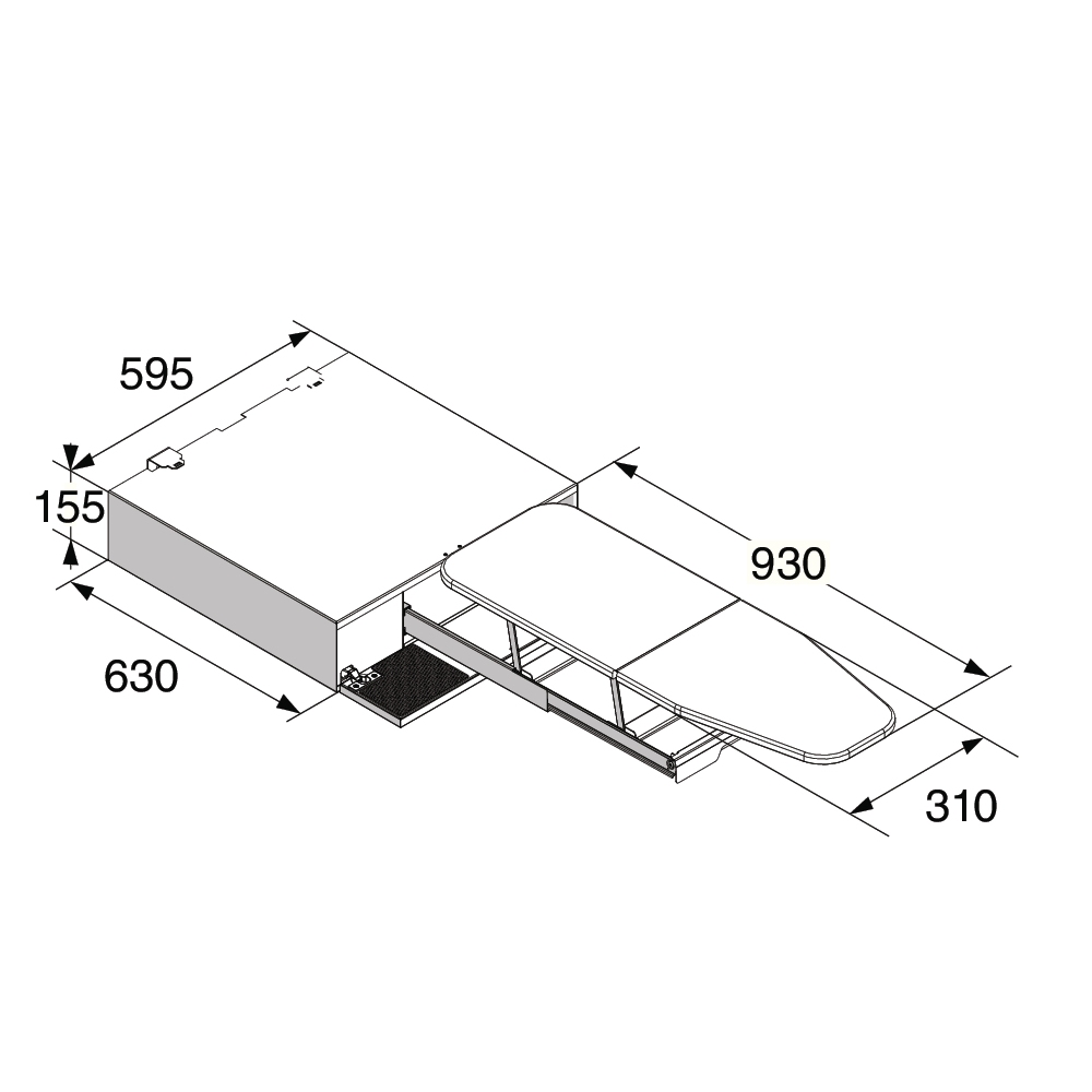 Asko Hidden Helper Pull-out Ironing Board HI150G - Graphite Asko Hidden Helper Pull-out Ironing Board HI150G - Graphite