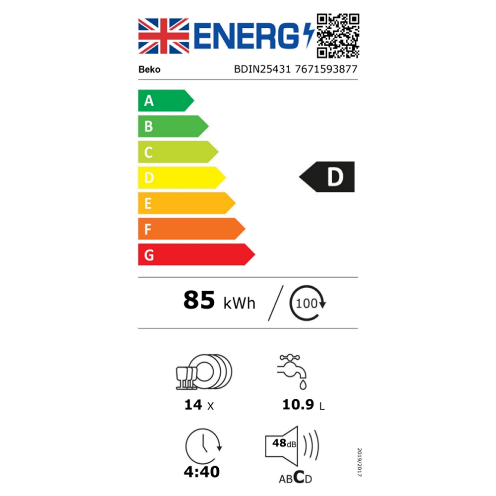 Beko 60cm Fully Integrated Dishwasher BDIN25431 Beko 60cm Fully Integrated Dishwasher BDIN25431